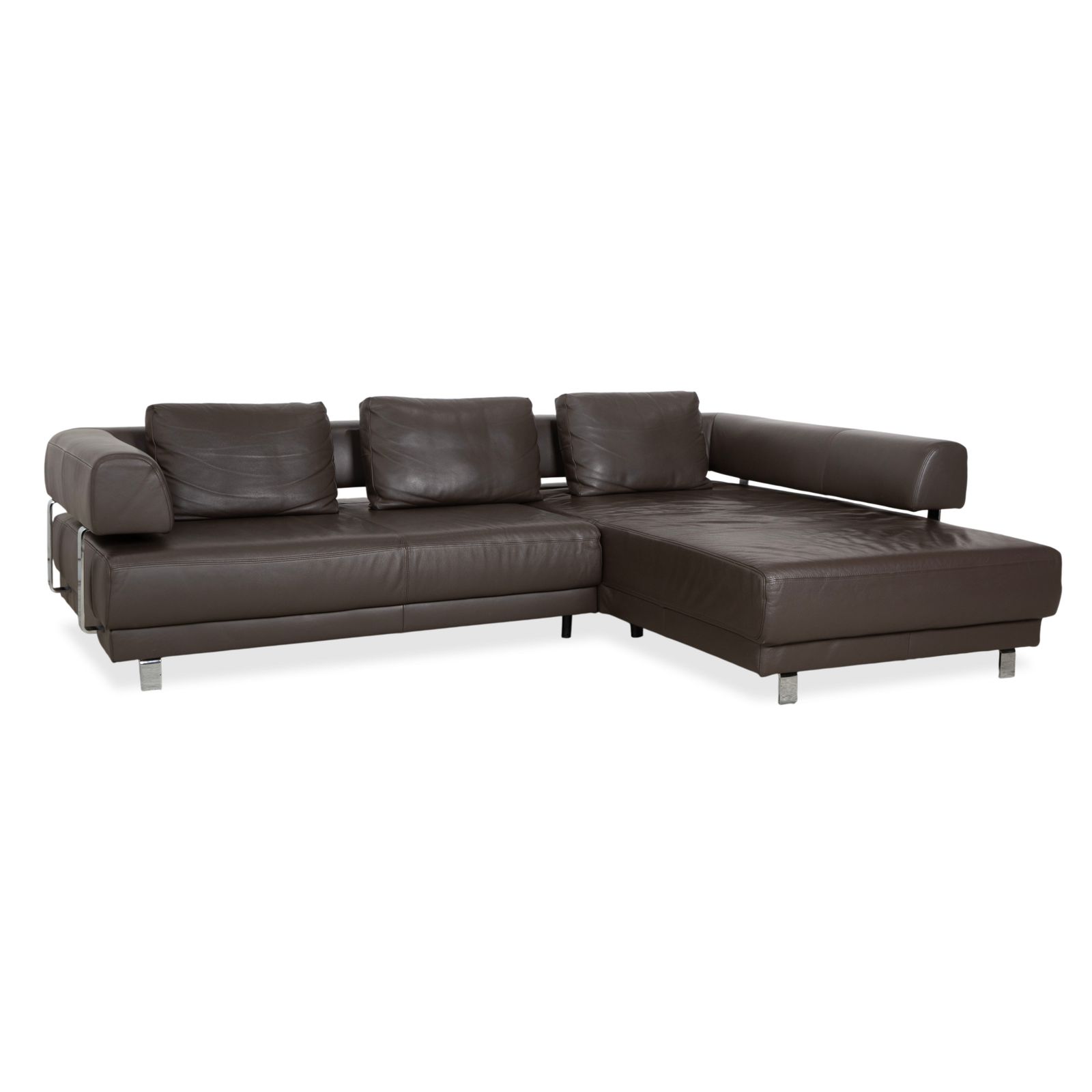 Canapé d'angle Ewald Schillig Brand Face en cuir marron, fonction électrique