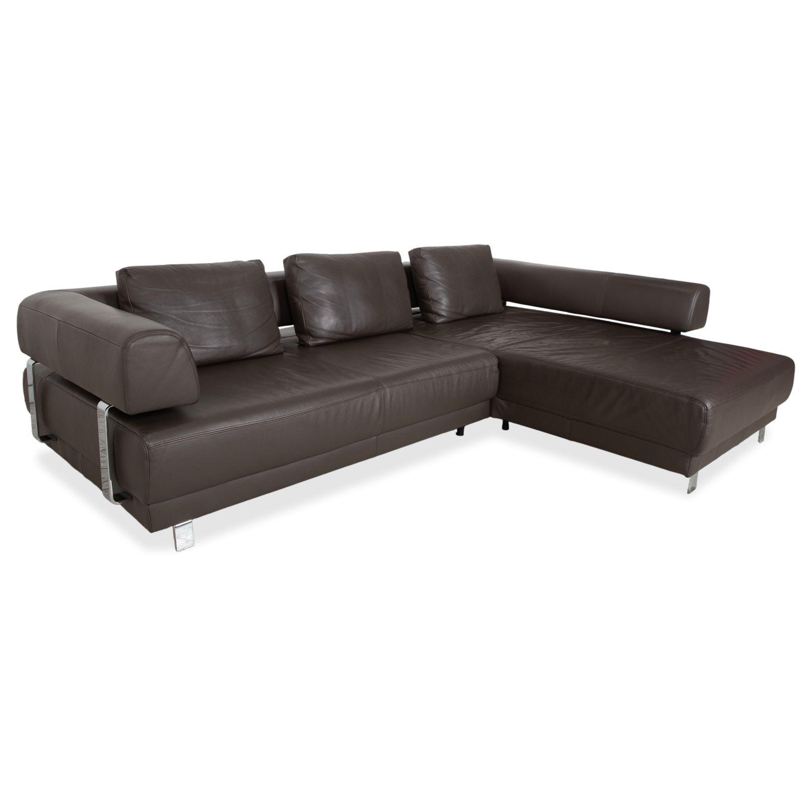 Ewald Schillig Brand Face Leather Corner Sofa Brown Electric Function photo for sale