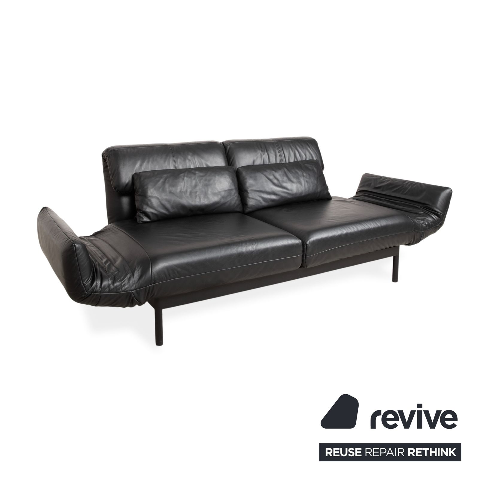 Rolf Benz Plura Leather Two Seater Black Manual Function Sofa photo Furniture