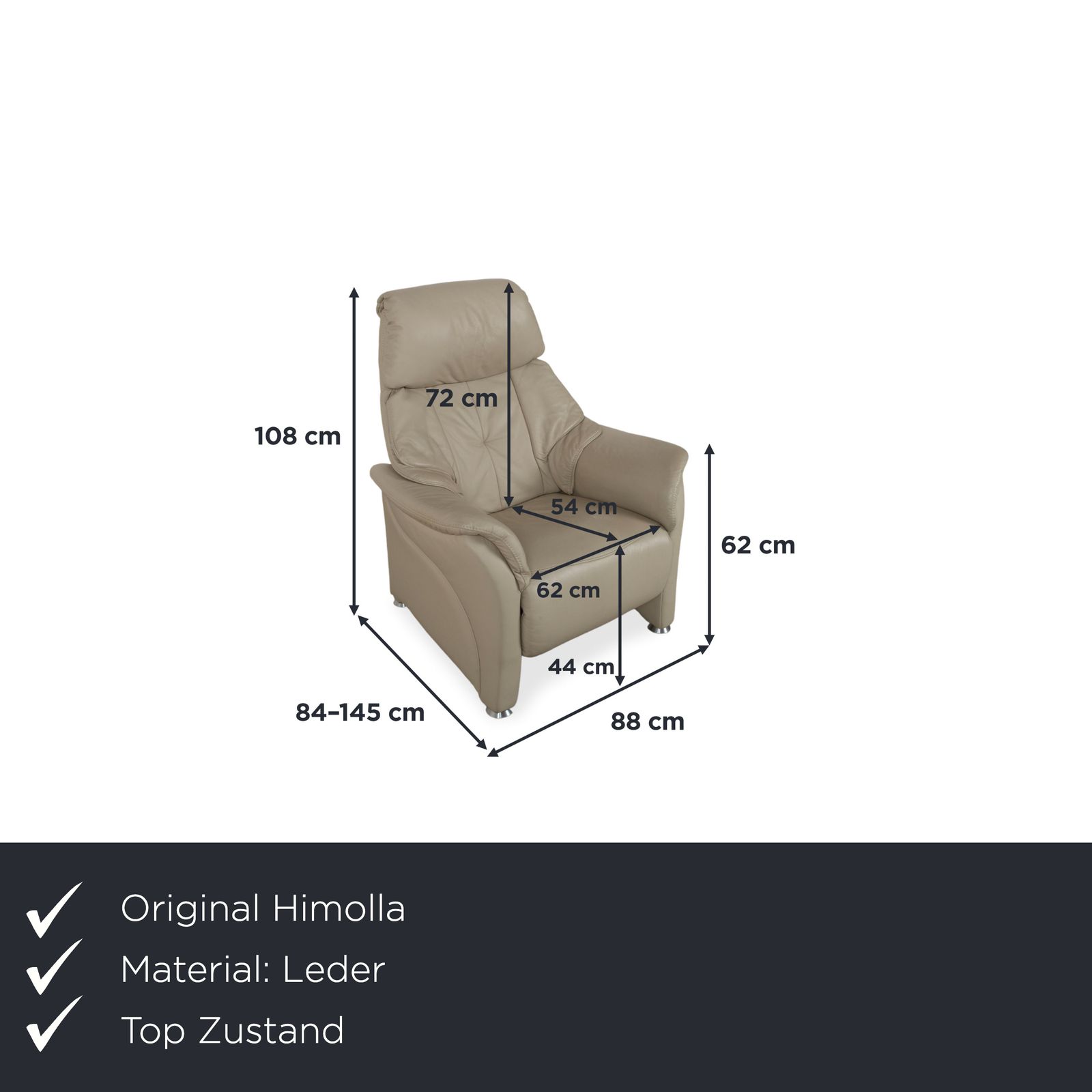 Himolla Cumuly 4215 Leren Fauteuil Beige Crème Met Manuele Relaxfunctie photo furniture
