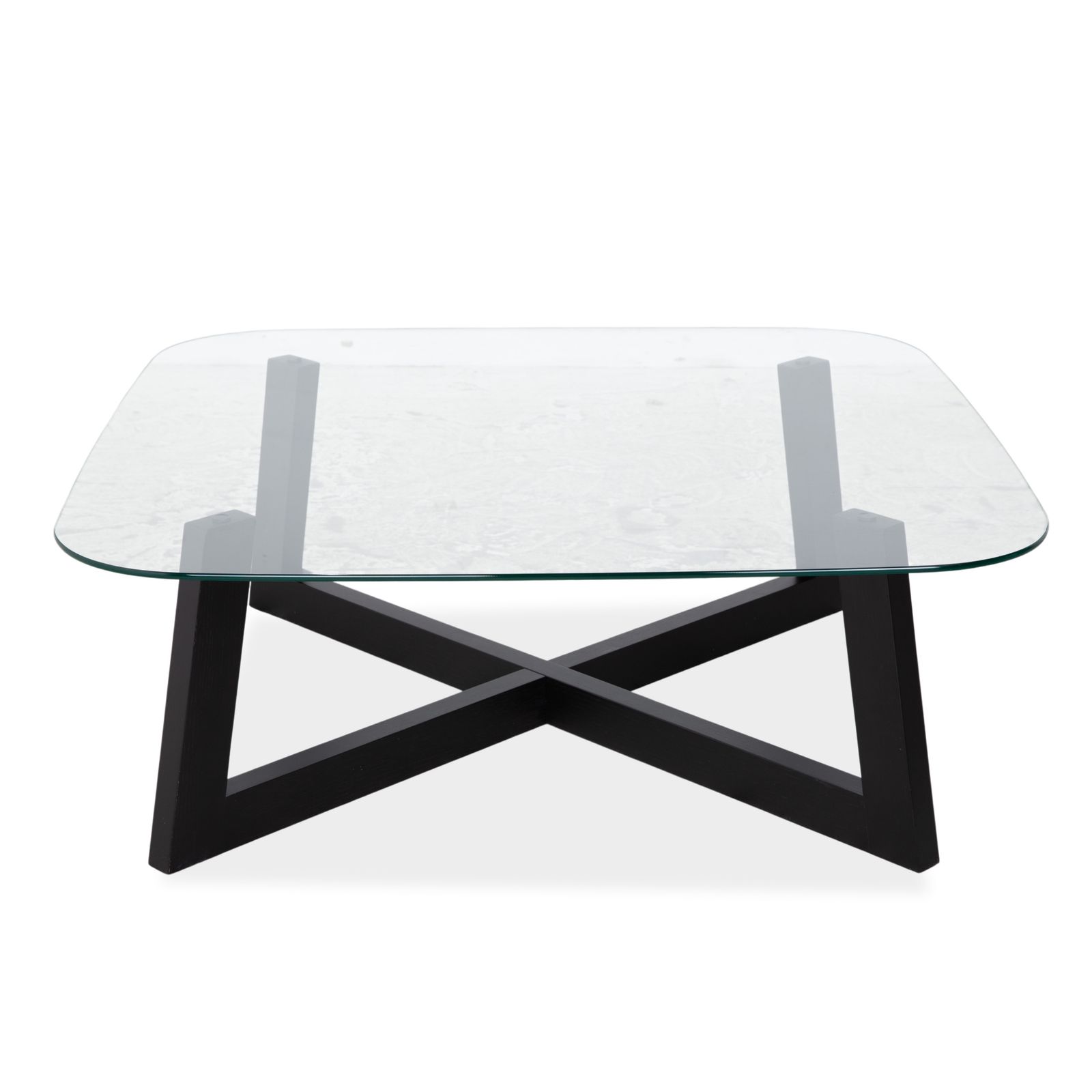 Table basse Boconcept Occa en verre transparent, cadre noir photo vintage