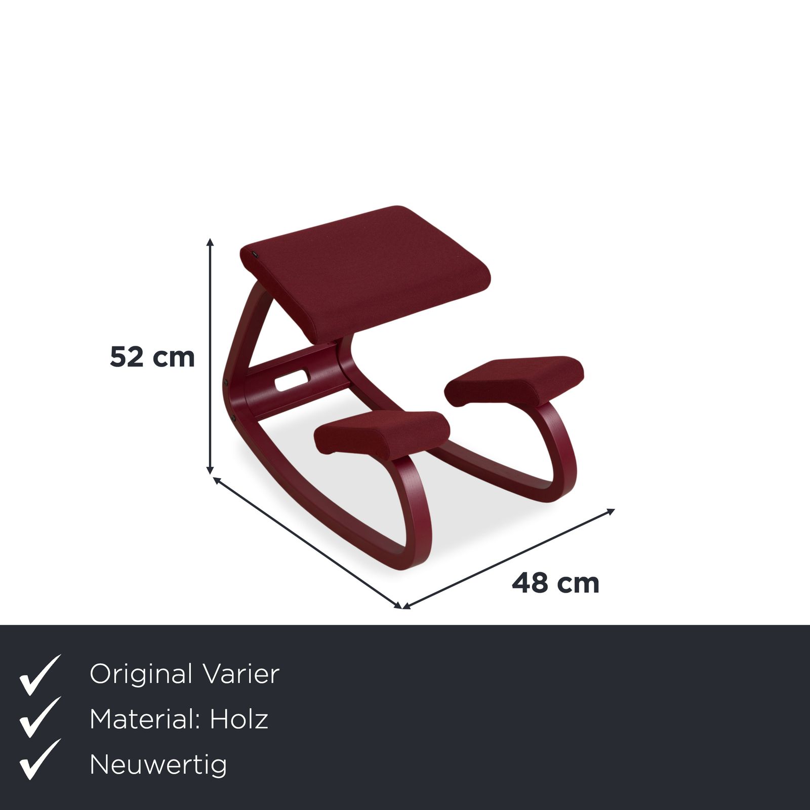 Tabouret à genoux Varier Monochrome en bois, revêtement tissu prune aubergine photo furniture