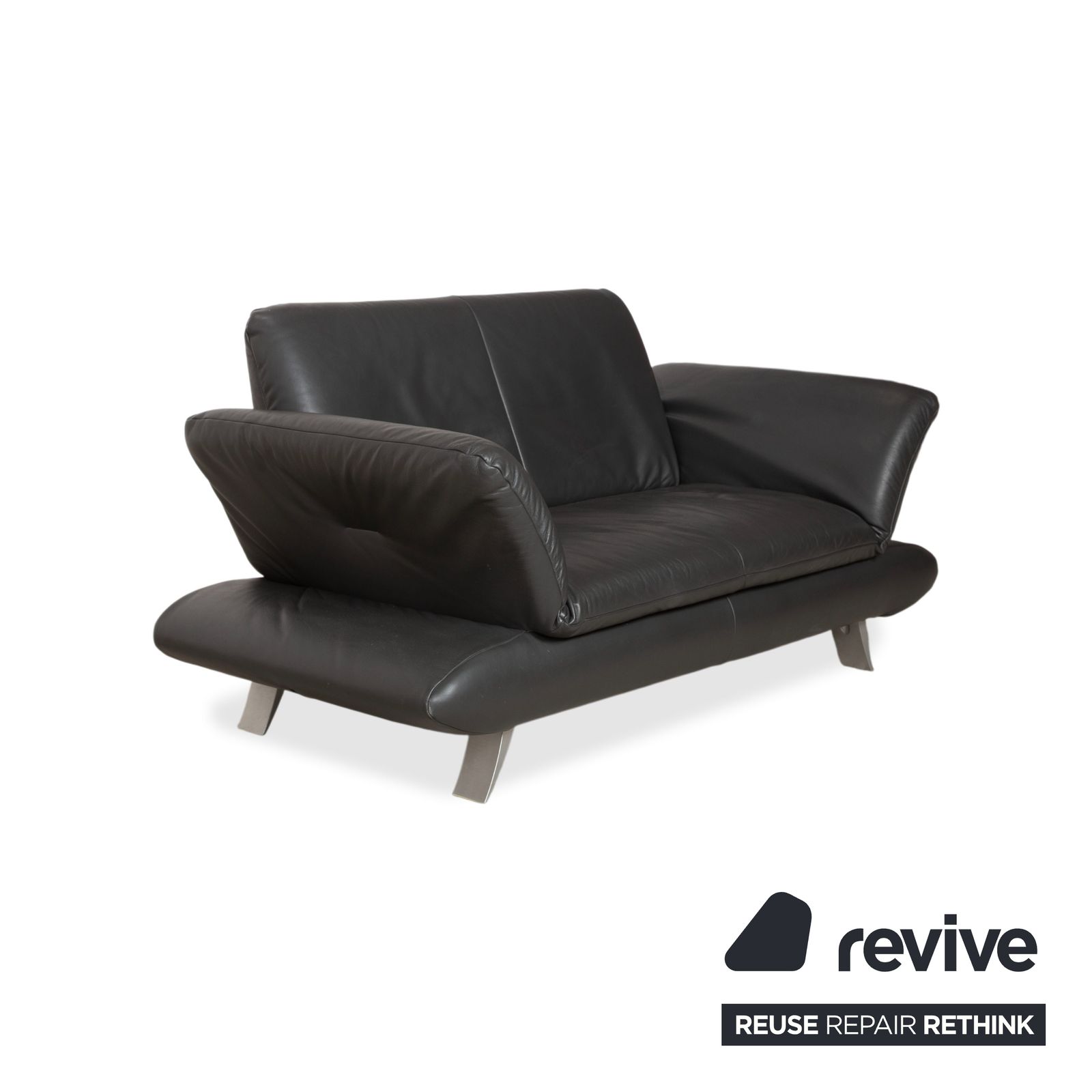 Koinor Rossini Two Seater Leather Sofa Black Manual Function photo Furniture