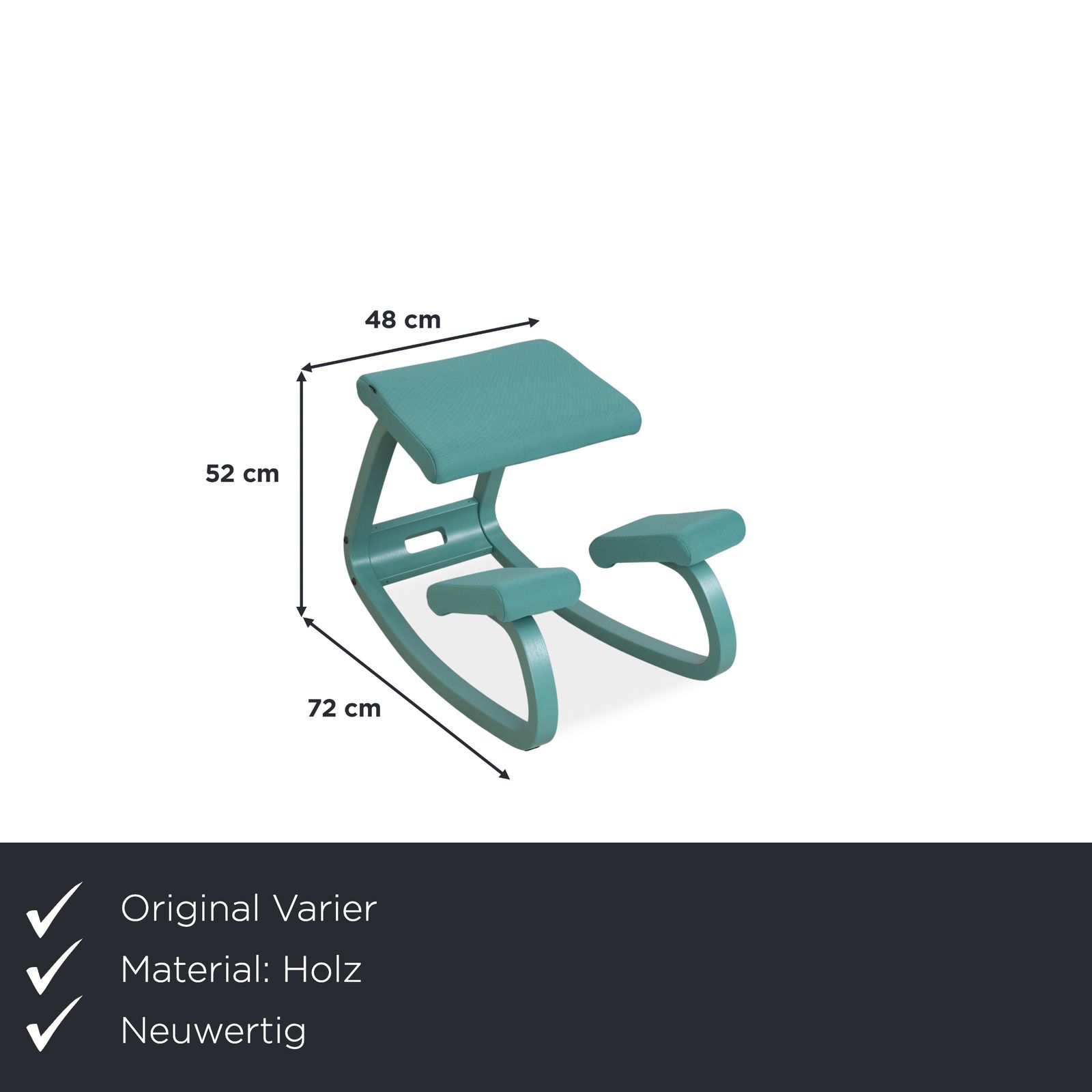 Varier Variable Monochrome Kneeling Chair Wooden Stool Fabric Turquoise Green Grotto photo furniture