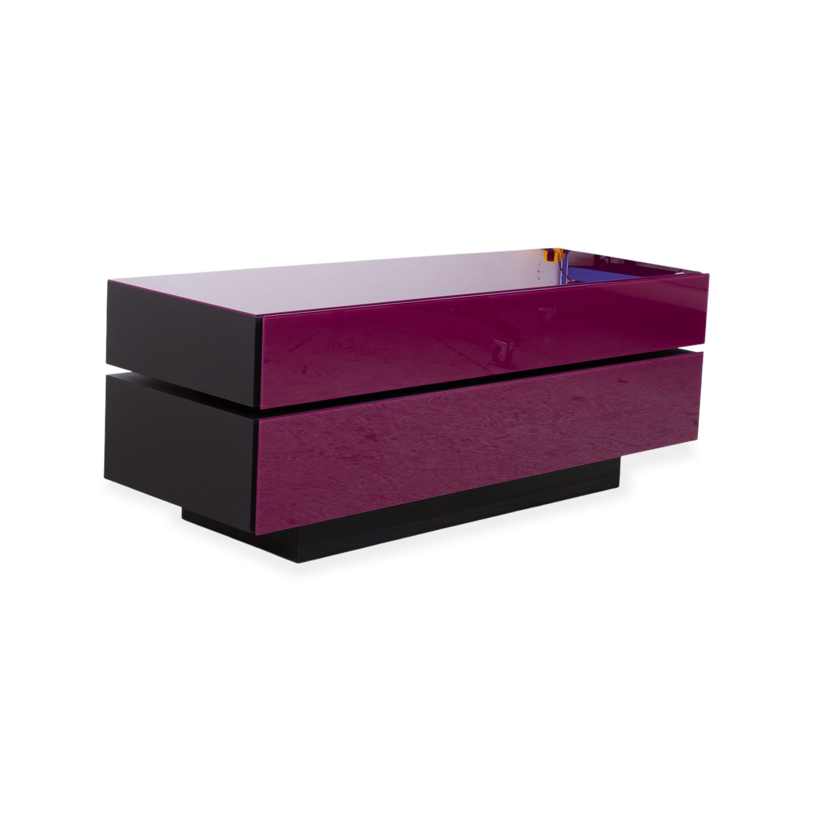 Buffet Spectral Brick en verre rouge et noir laqué brillant, fonction manuelle photo for sale