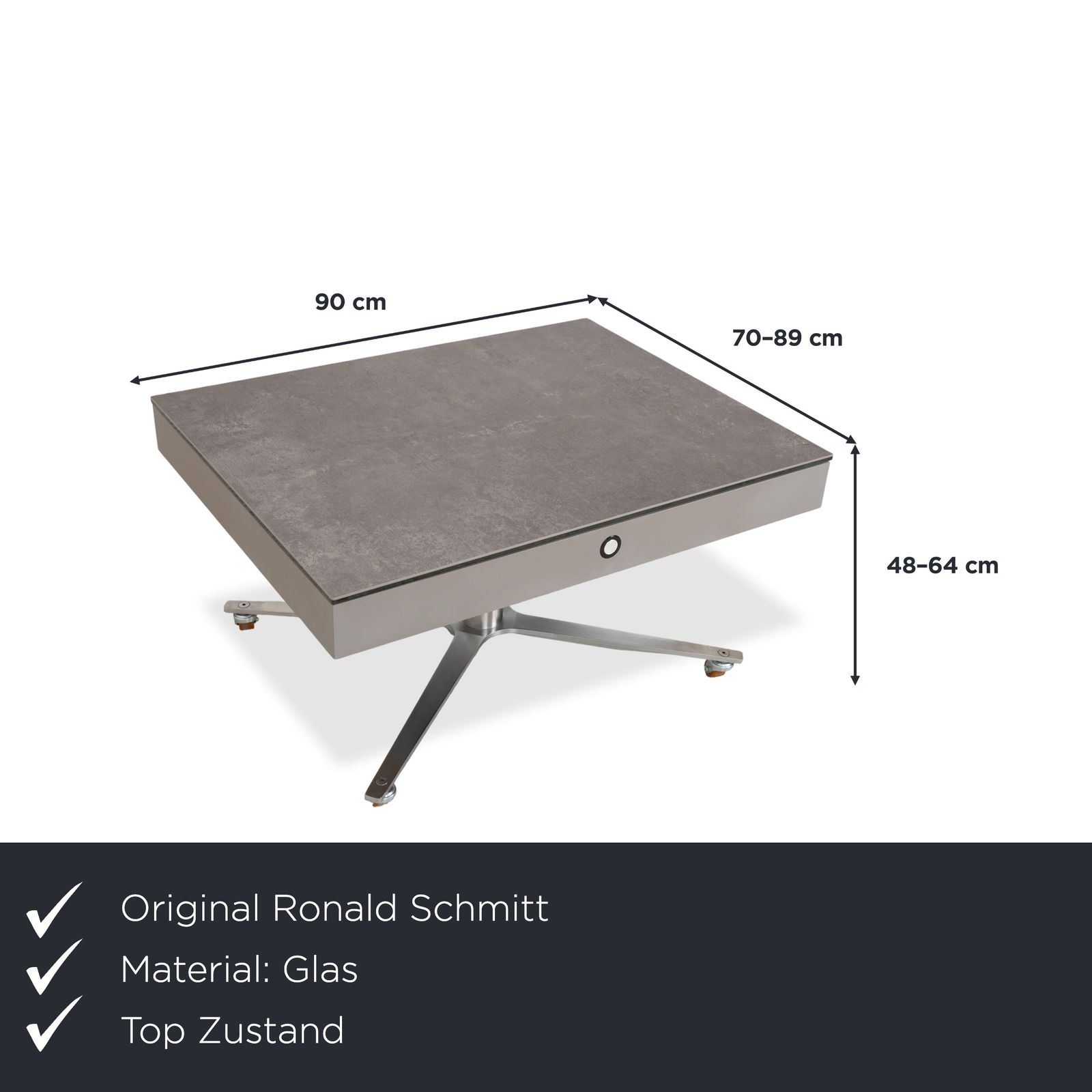 Table basse Ronald Schmitt en verre gris, fonction manuelle photo furniture