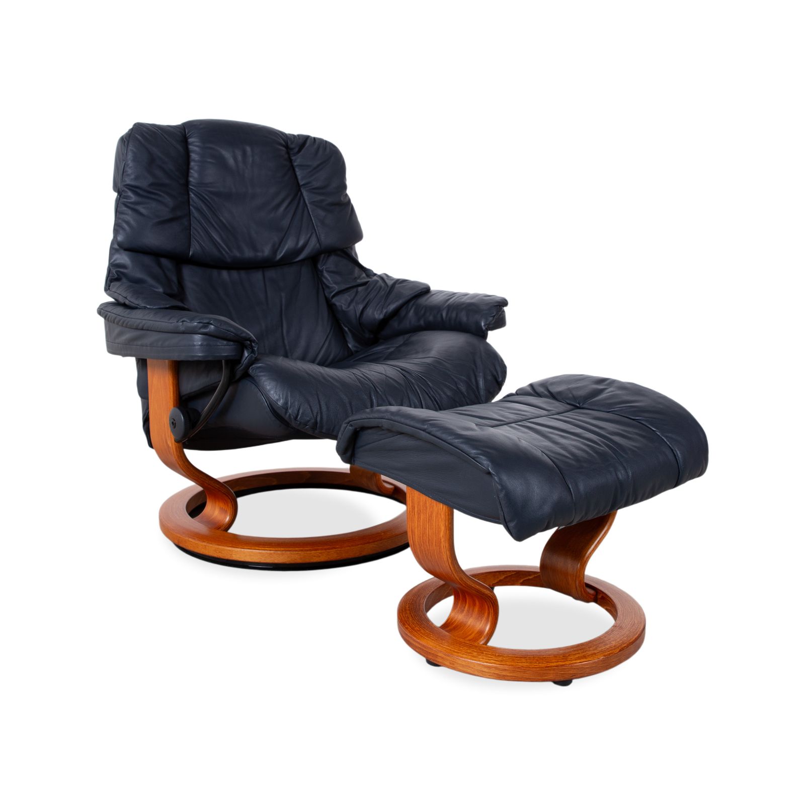Stressless Reno Leren Fauteuil Zwart Incl. Voetenbank, Manuele Functie