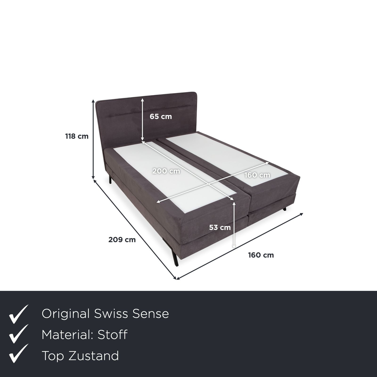 Swiss Sense Home Fabric Bed Set Grey 160 X 200 Cm photo furniture