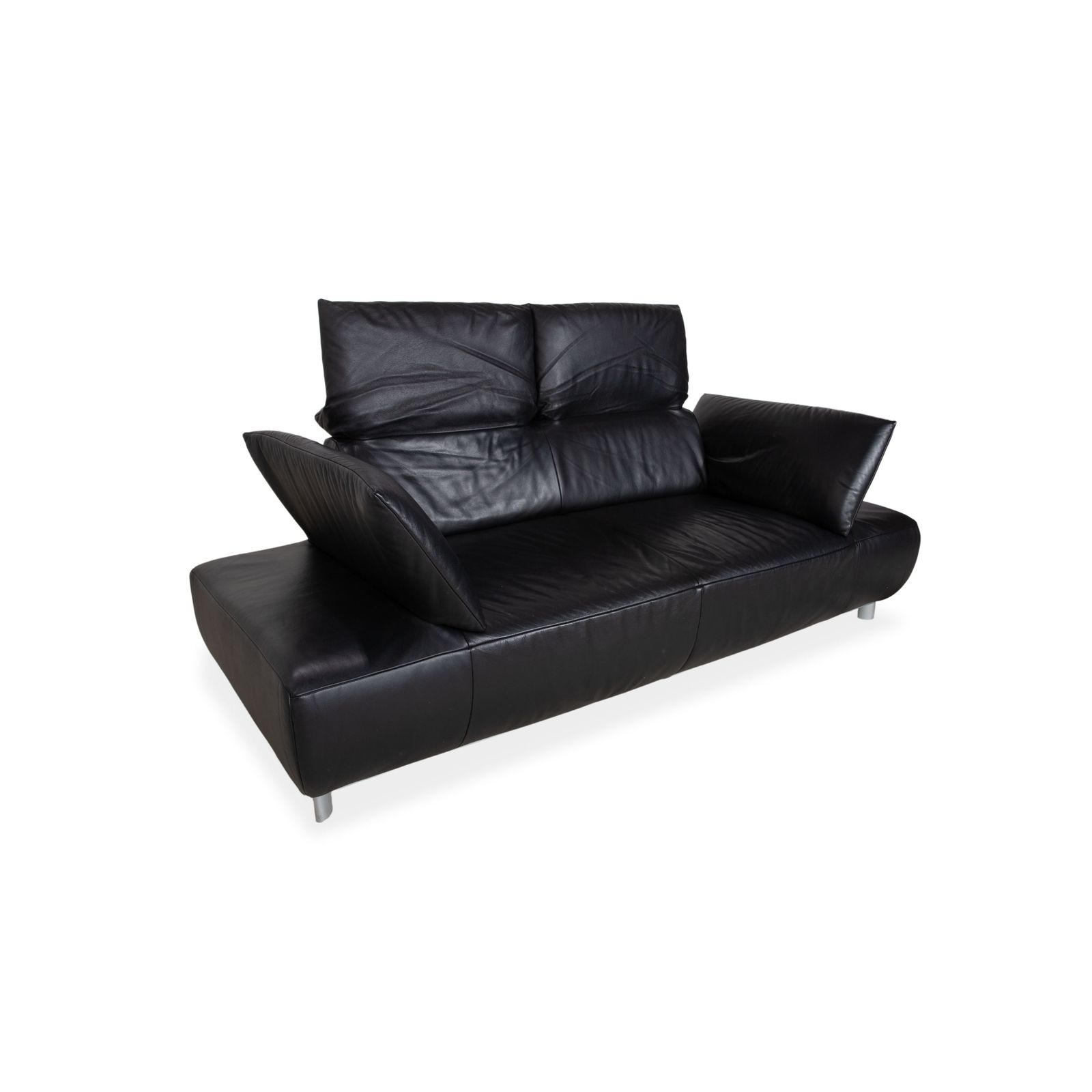 Koinor Volare Two Seater Leather Sofa Black Manual Function photo for sale
