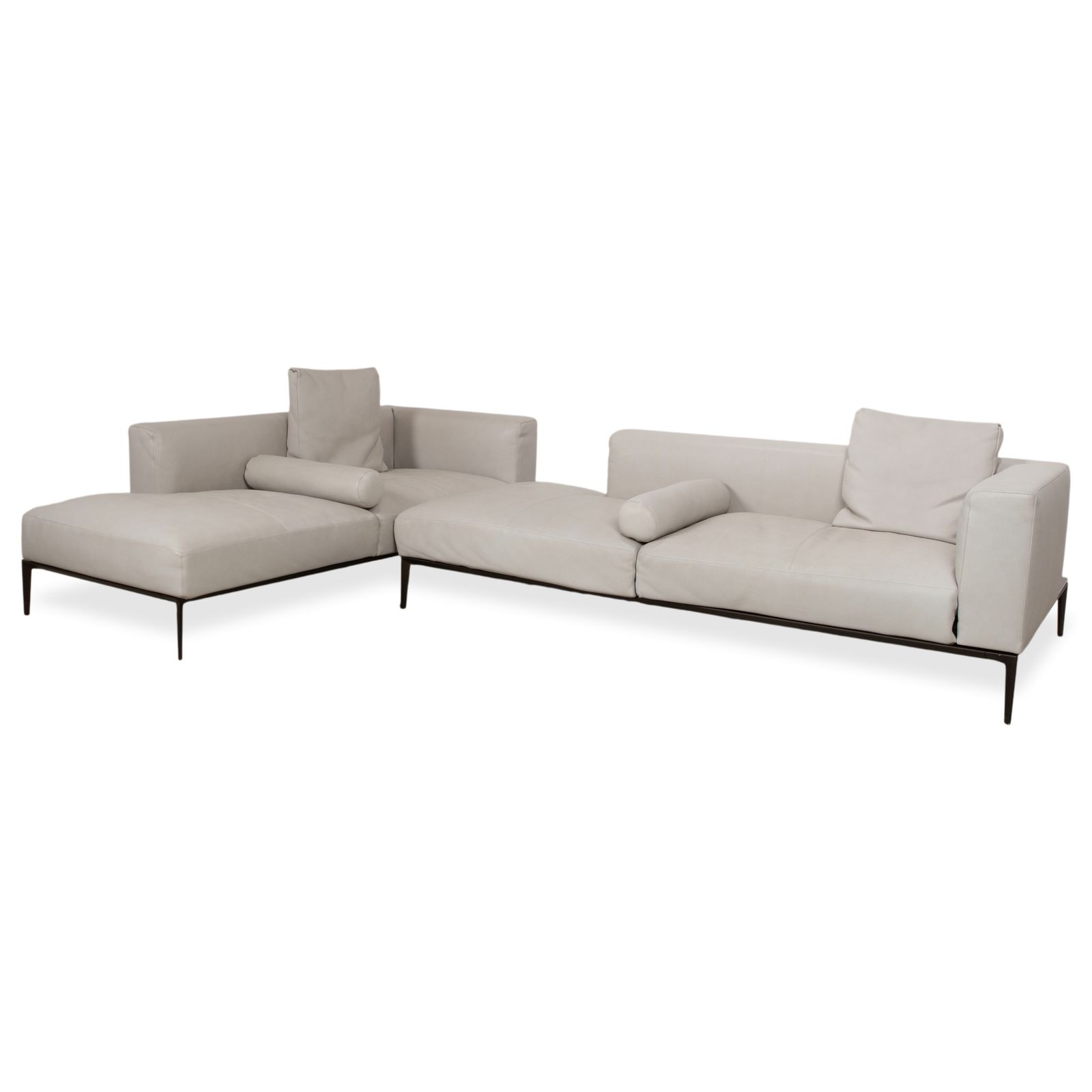 Walter Knoll Jaan Living Set Leather Three Seater Two Seater Grey Cream Sofa