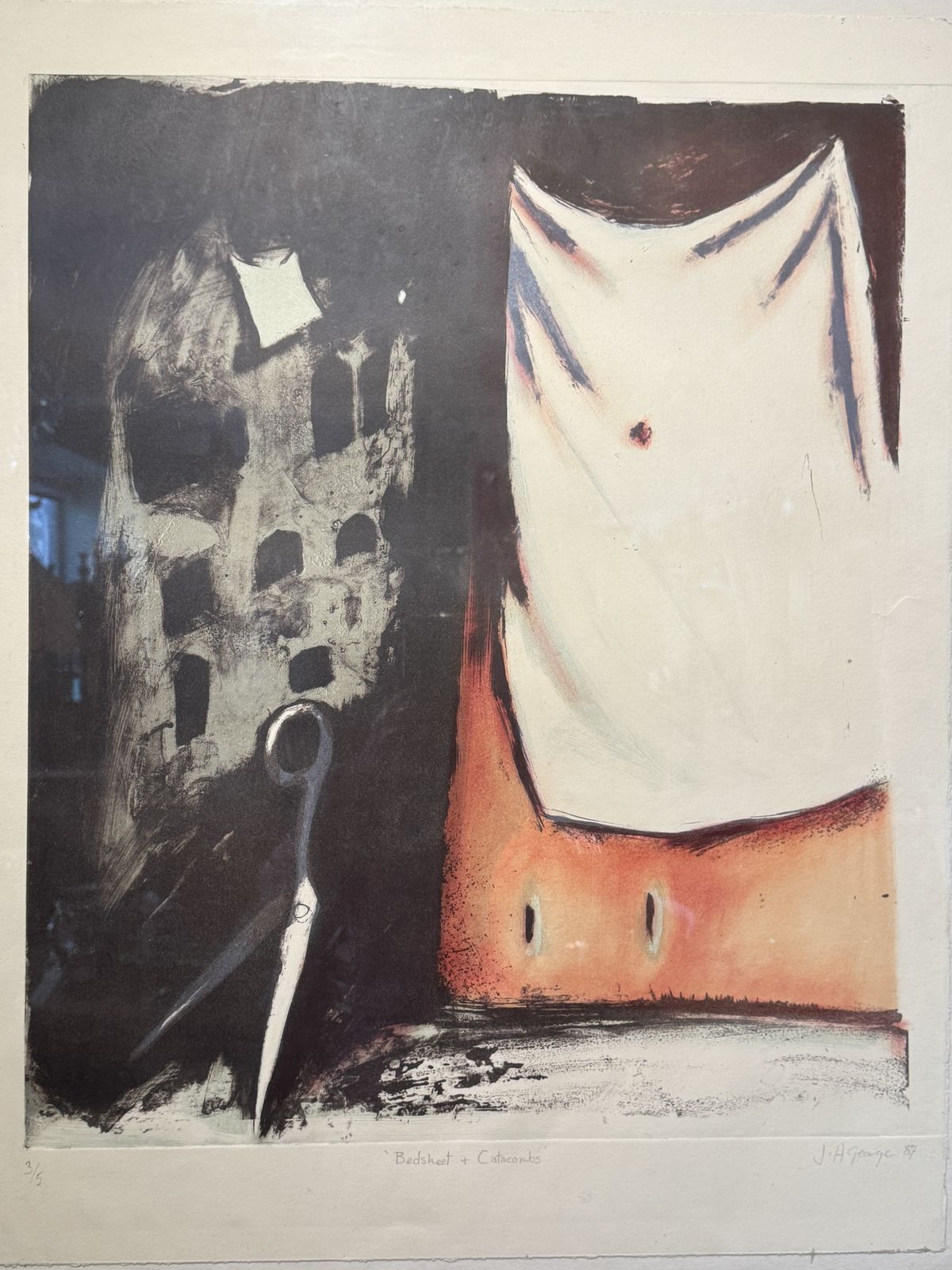 Limited Edition Lithograph 'Bedsheet & Catacombs' By Janie George 3/5 photo vinterior
