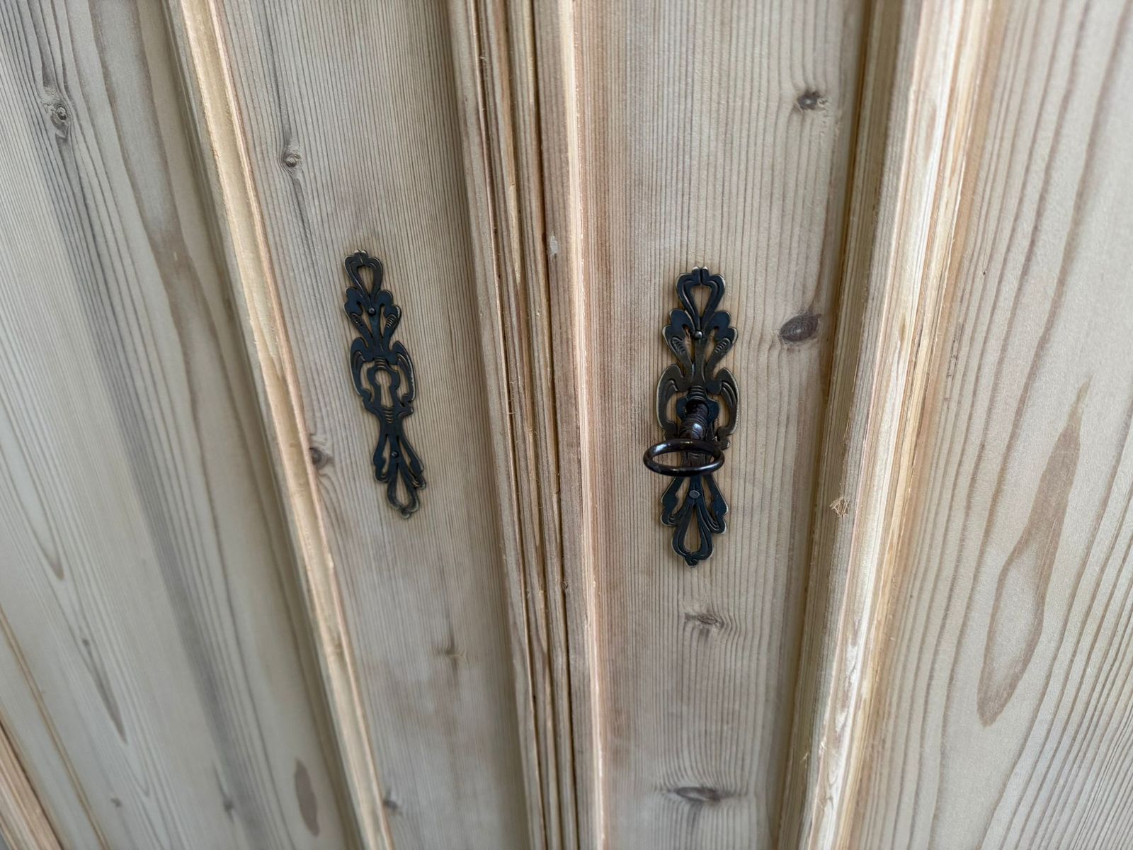 A Rare Pine Art Nouveau Carved Knockdown Wardrobe To Paint/Wax photo vintage