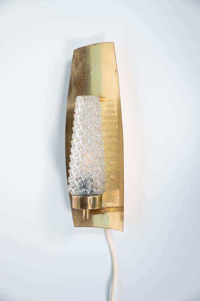 Vintage Brass 1960s Glass Wall Lamp, Midcentury Light photo for sale