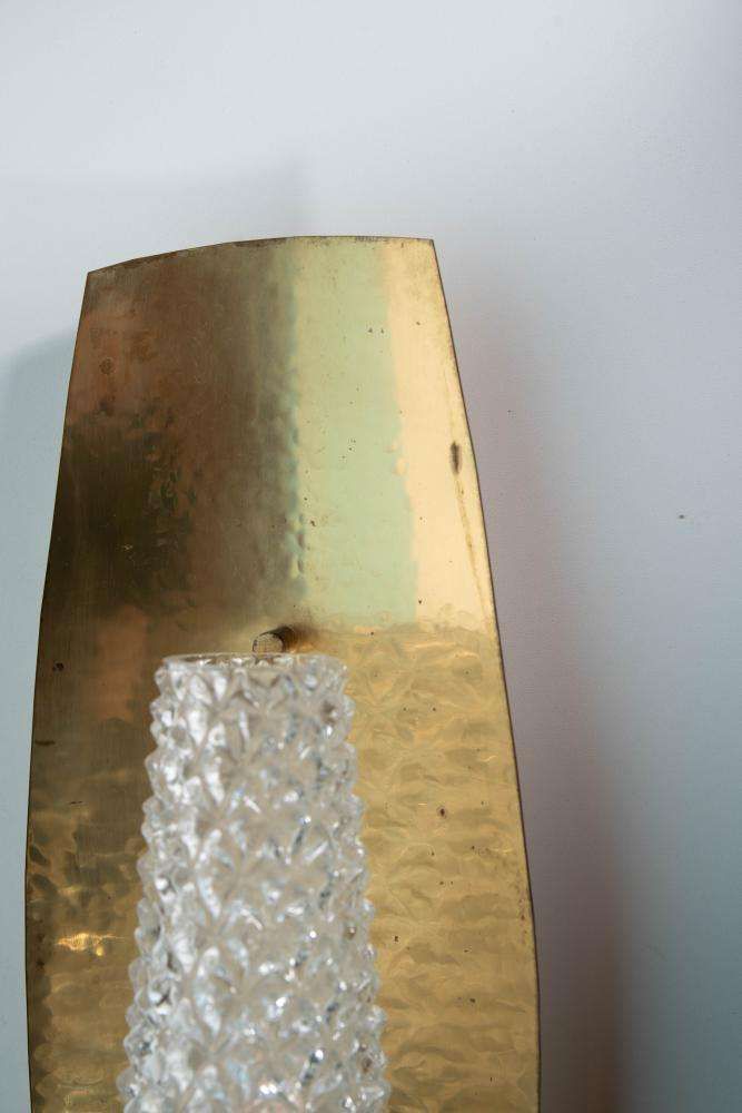 Vintage Brass 1960s Glass Wall Lamp, Midcentury Light photo buy