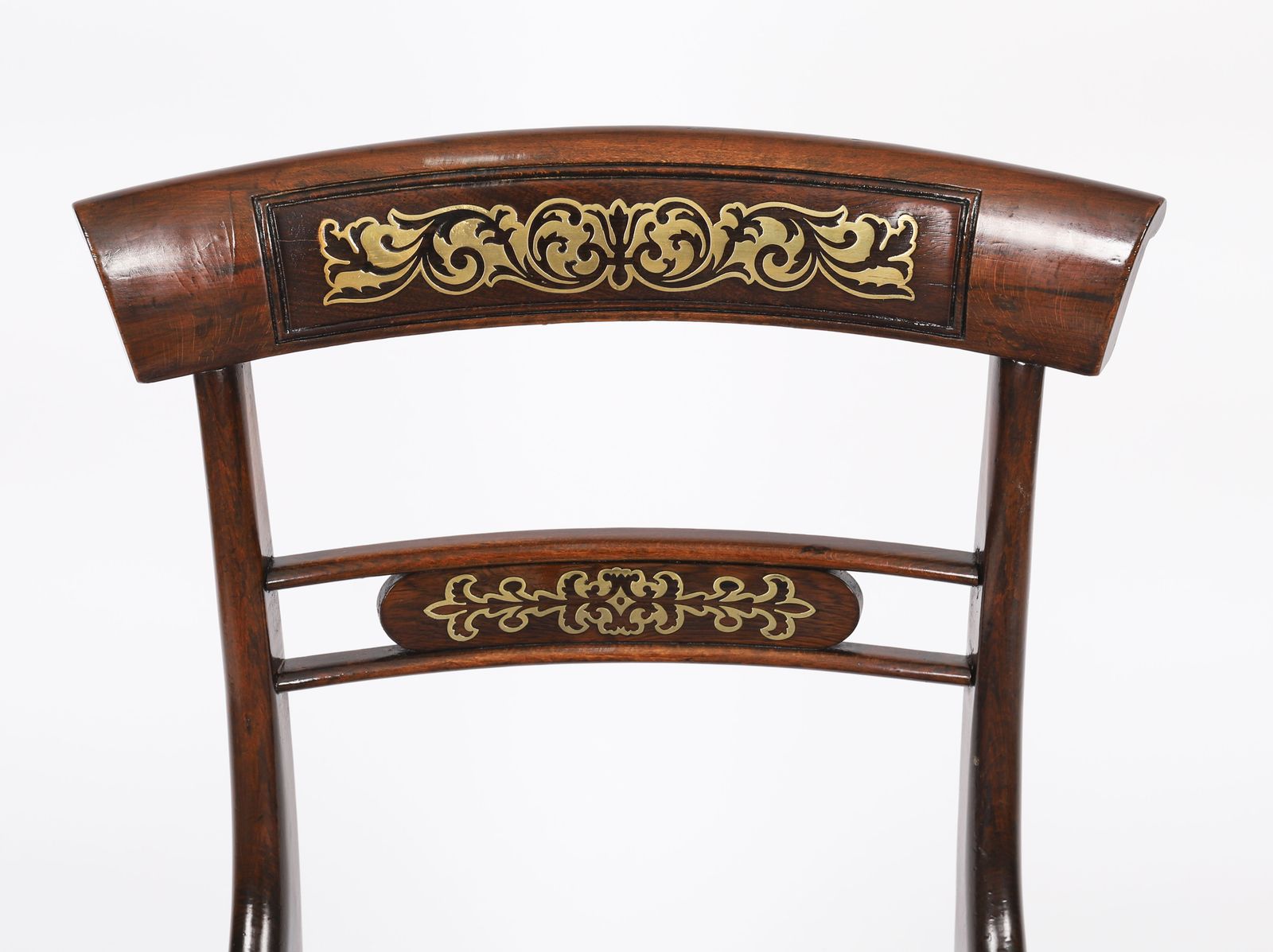 Pair Regency Period Brass Inlaid Bar Back Chairs 19th C  C1820 photo 1225.0