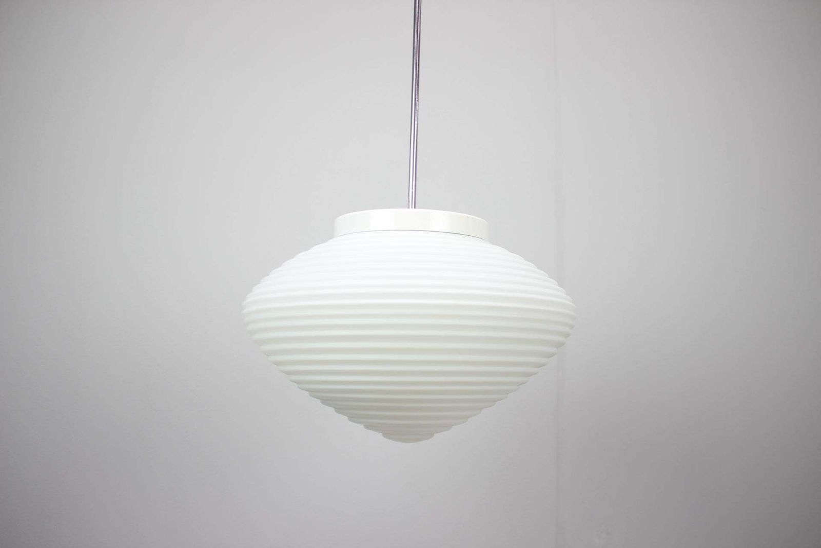 Large 1970s Czechoslovak Napako Opaline Glass Mid Century Pendant Lamp photo furniture