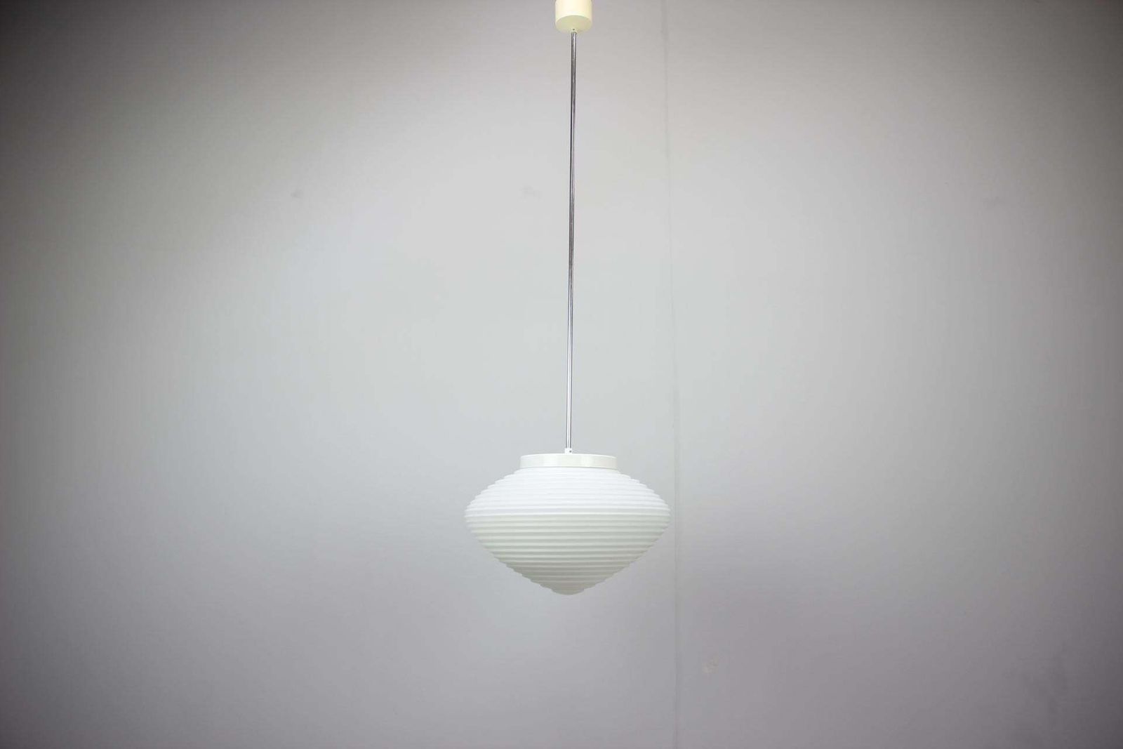 Large 1970s Czechoslovak Napako Opaline Glass Mid Century Pendant Lamp photo for sale