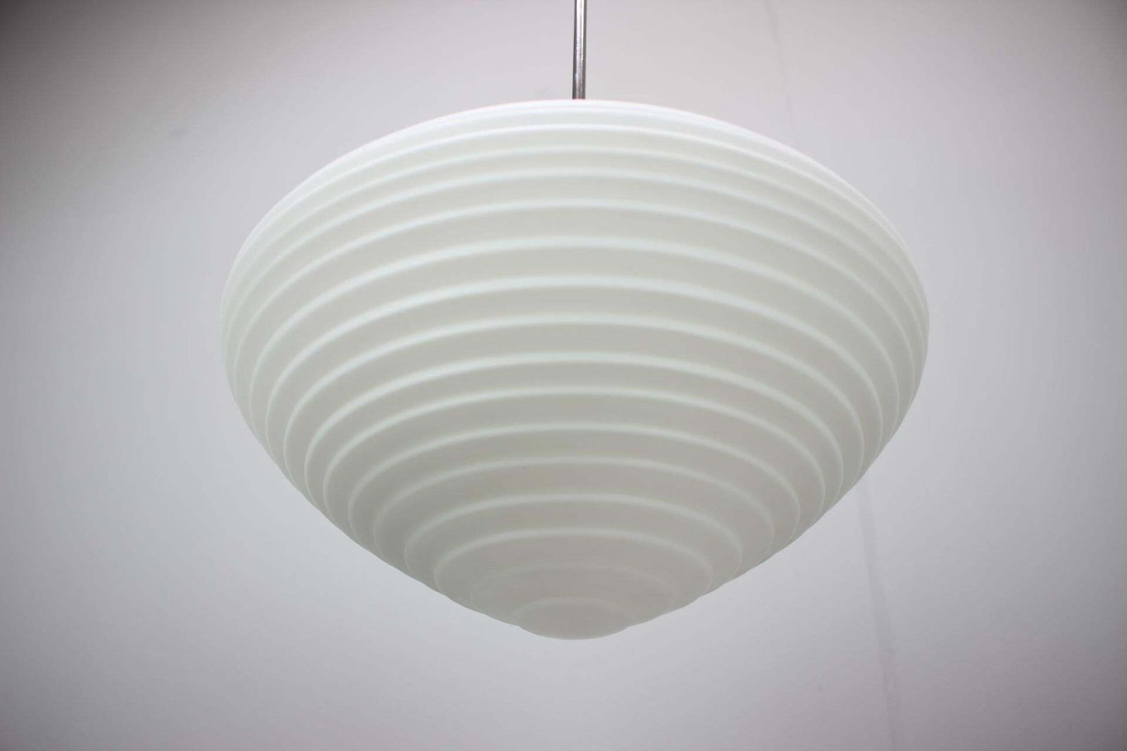 Large 1970s Czechoslovak Napako Opaline Glass Mid Century Pendant Lamp photo vinterior