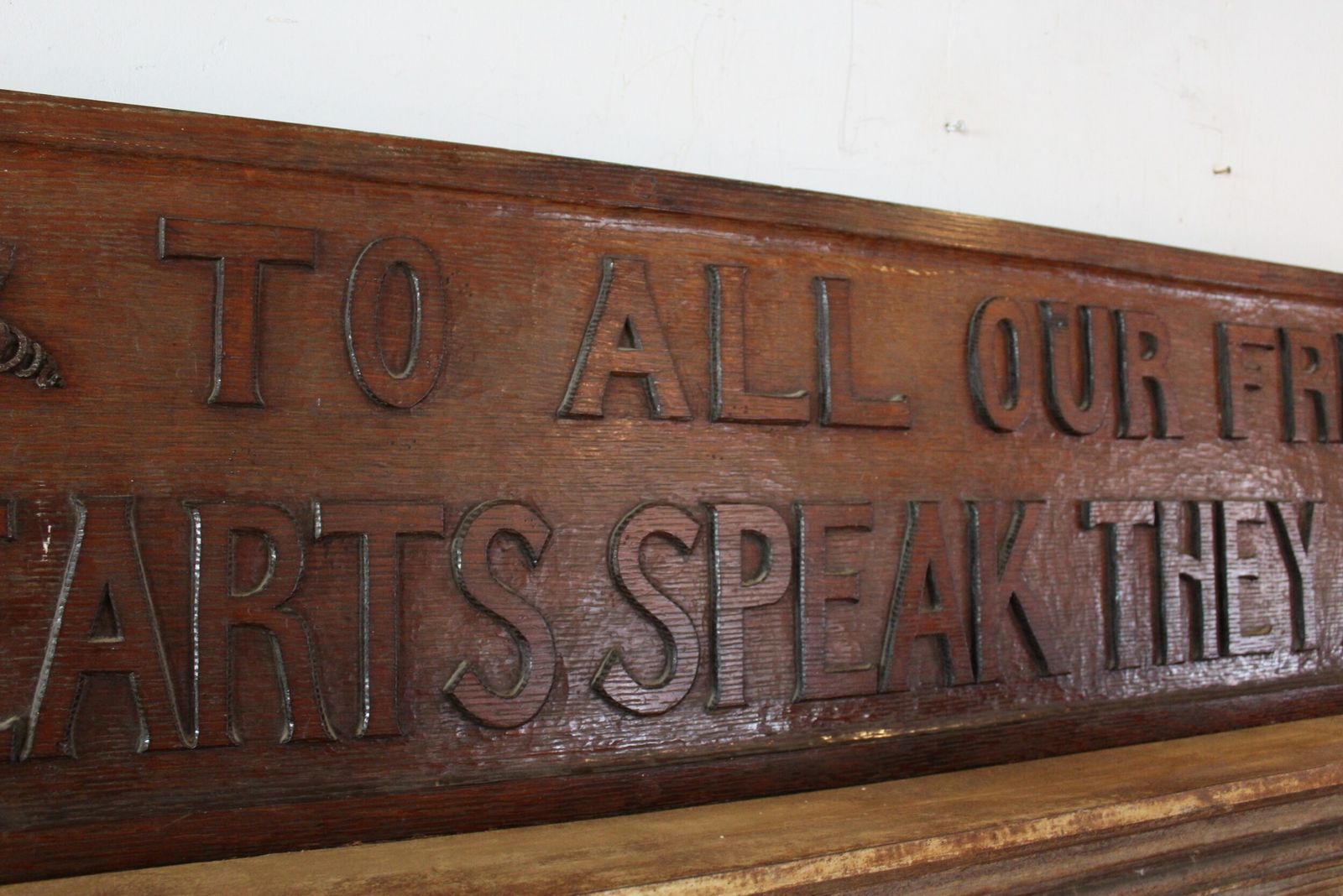 Arts And Crafts Carved Motto Sign Solid Oak C1890 photo Home Decor