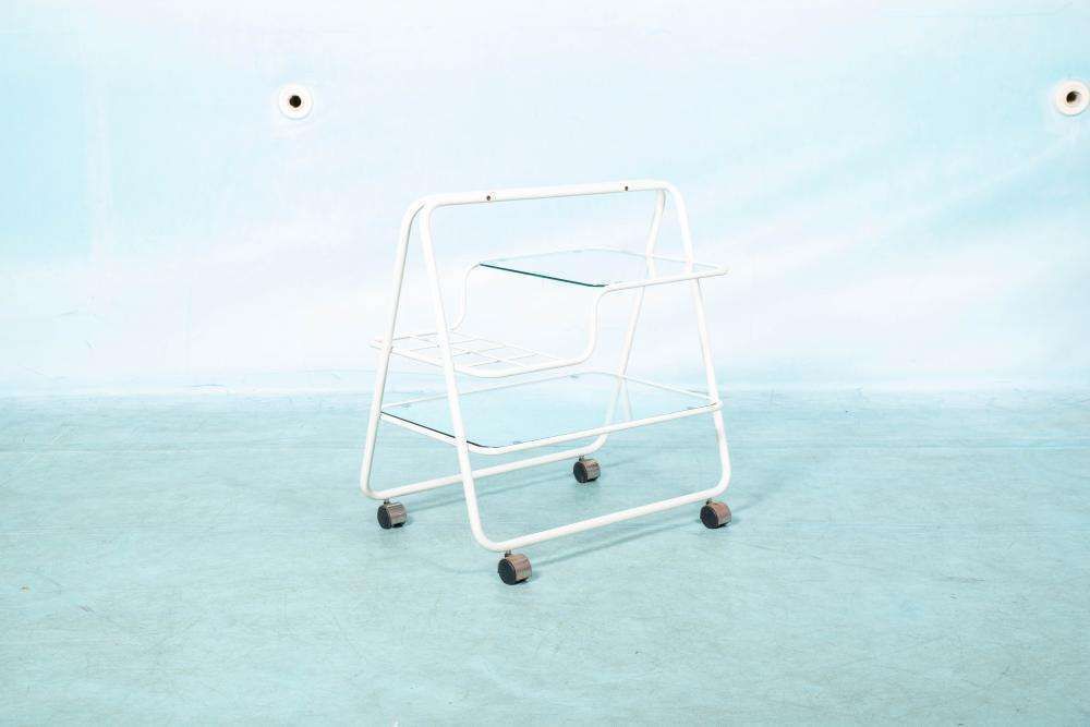 Space Age Bar Cart 1970s, Tubular Frame Serving Trolley, Glass photo 439.0