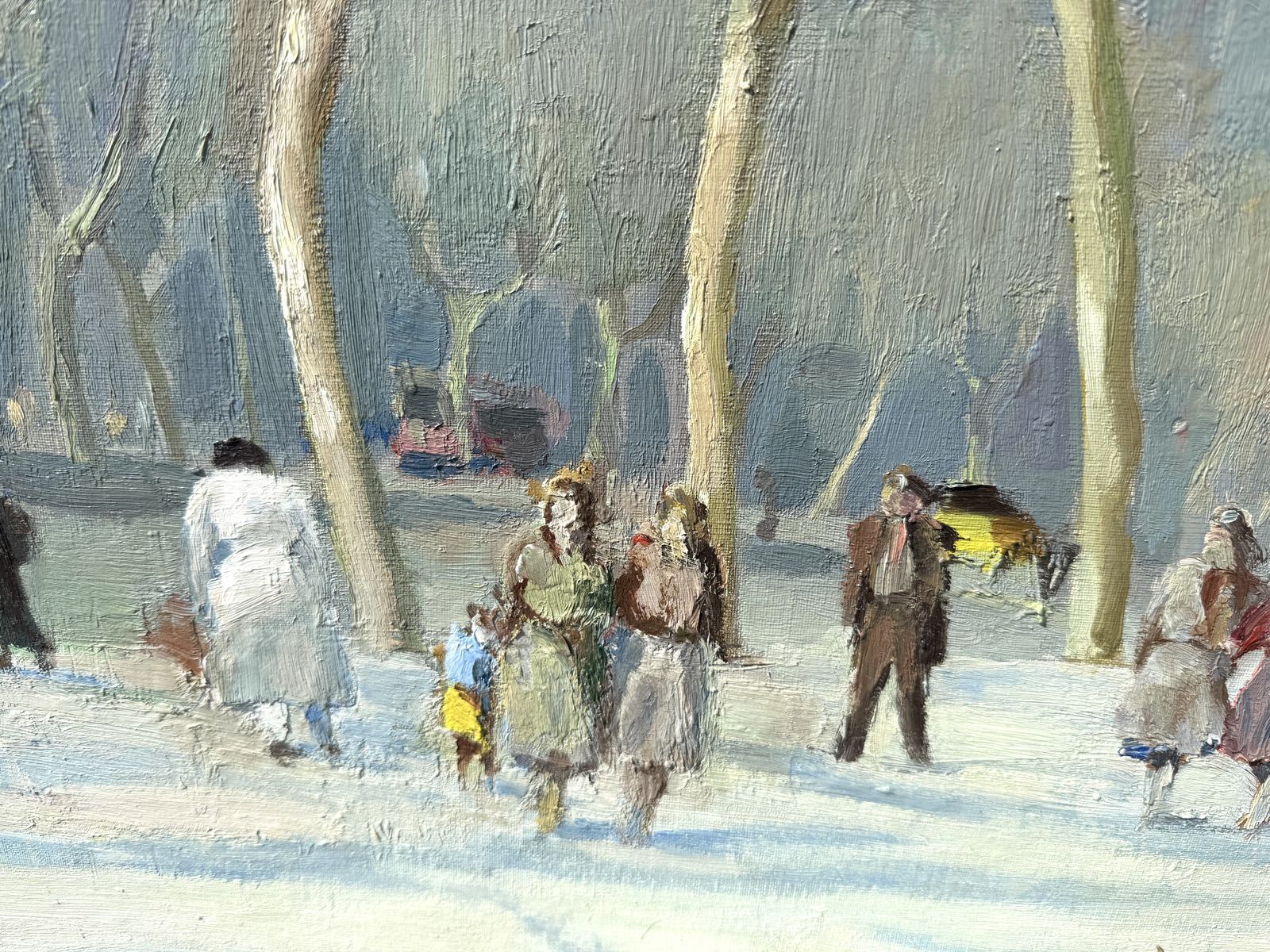 Ramon Sanvisens Marfull Elegant Barcelona Boulevard Scene With Figures, Catalan Impressionist Oil Canvas 1960s photo 2950.0