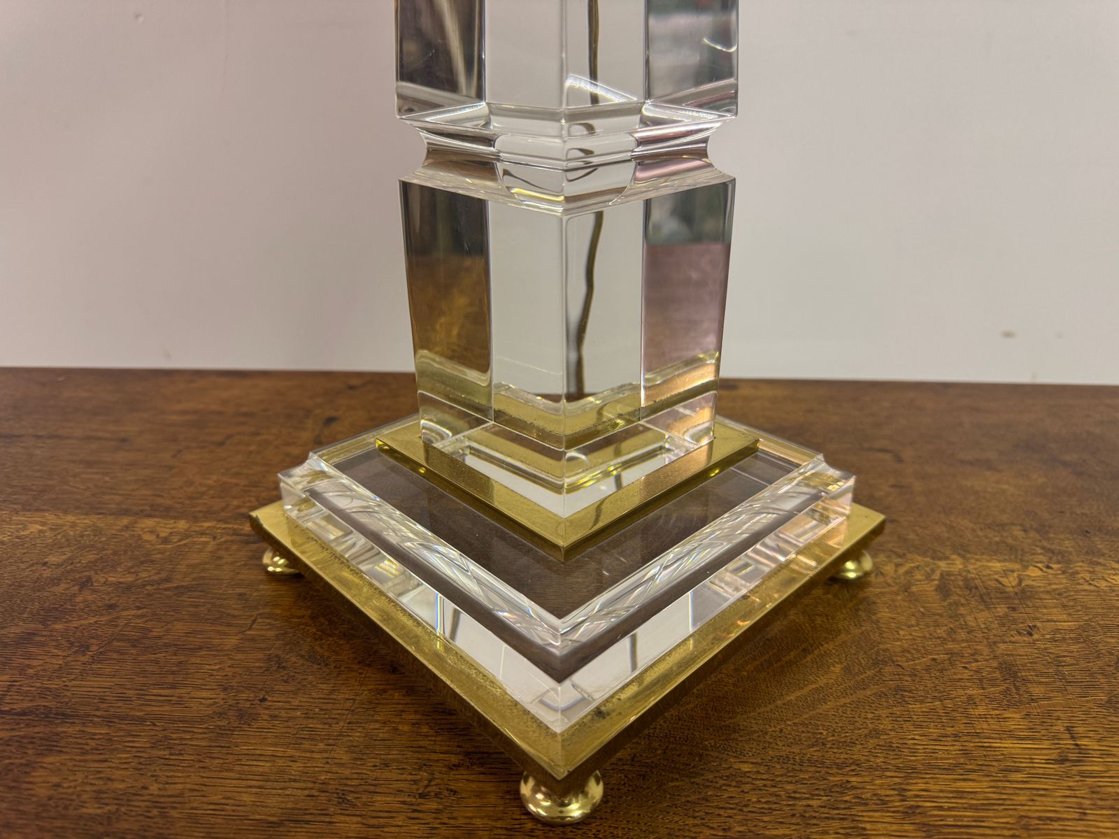 Lighting 1970s Lucite And Brass Table Lamp In The Style Of Sandro Petti photo