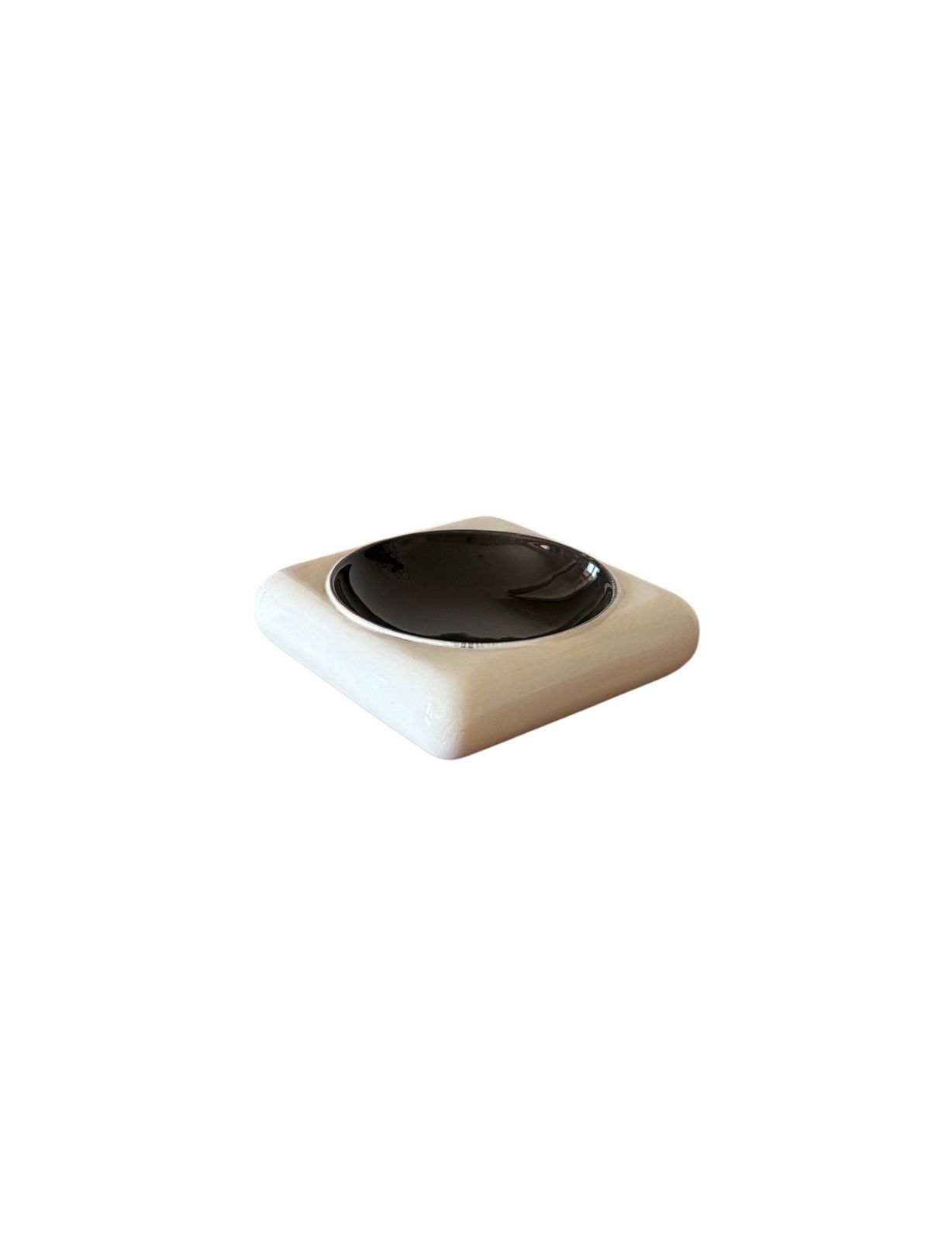 Space Age Black And White Ceramic Ashtray / Vide Poche, Italy 1970s photo Home Decor