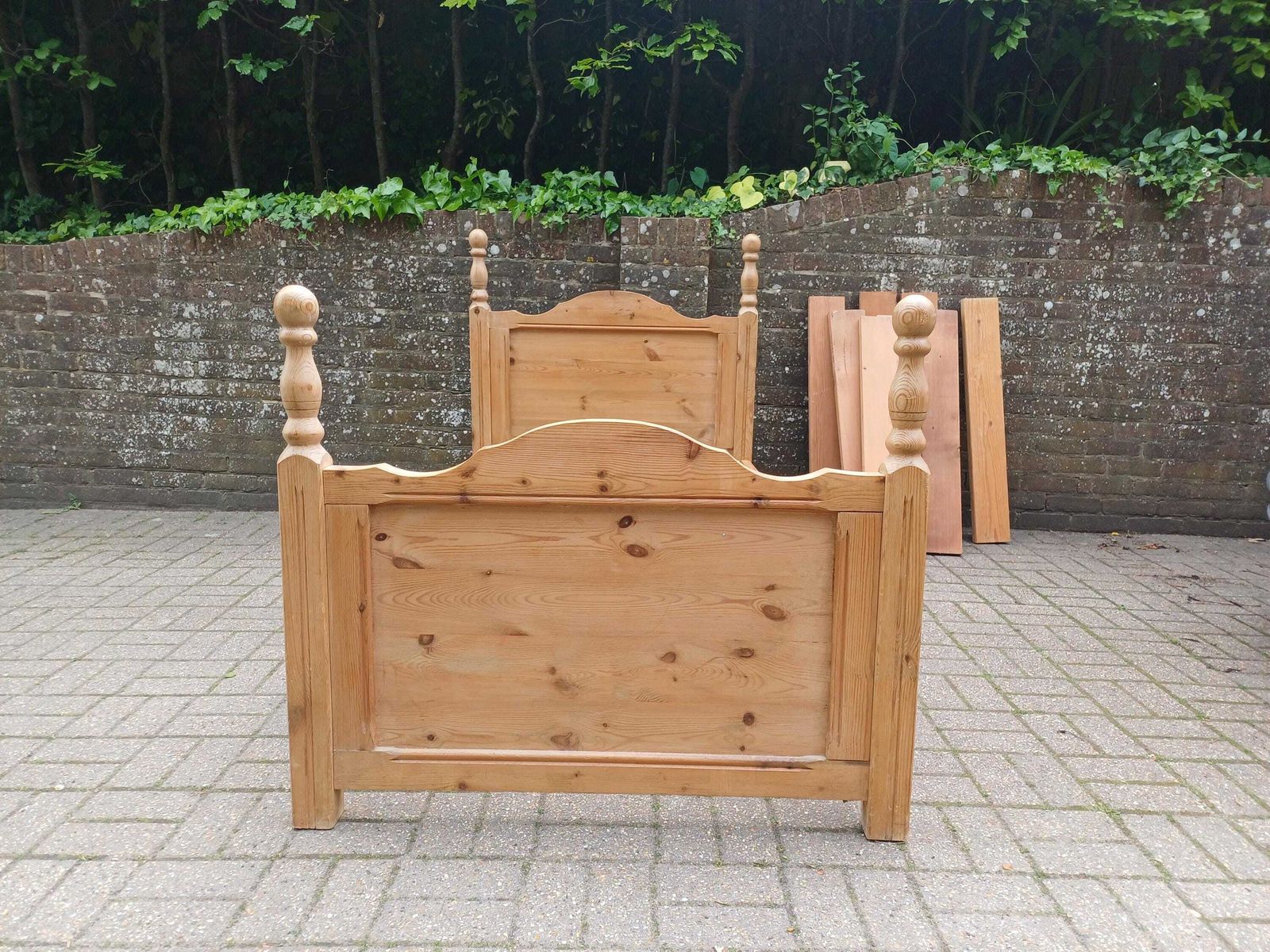 Early 20th Century French Pine Bed Project Reclaimed Slats 3 Ft Frame Repair Needed Original Antique Wooden Bedstead photo 345.0