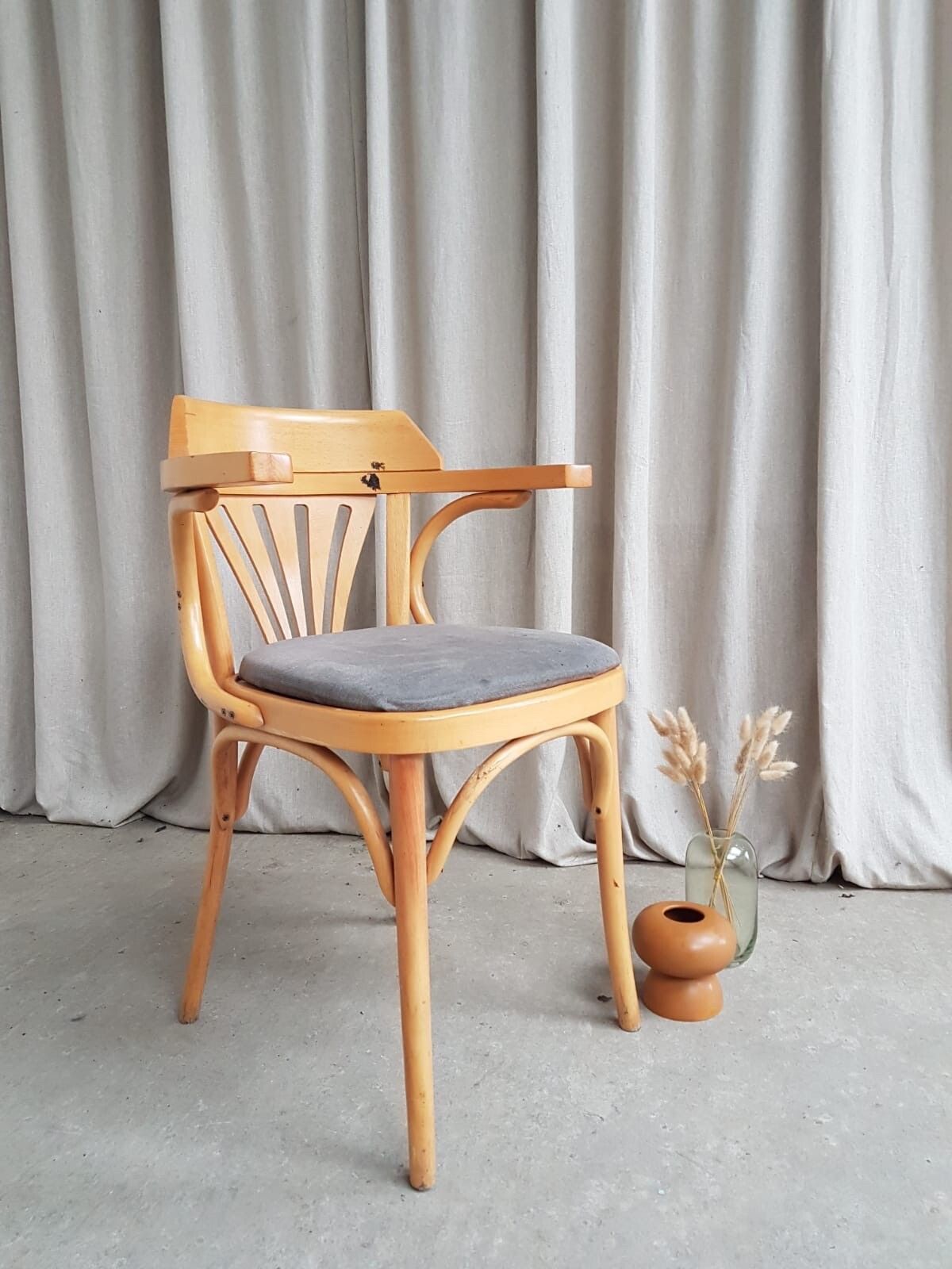 Vtg Late Mid Century Bistro Armchair Side Chair Dining Danish Scandi Retro R379