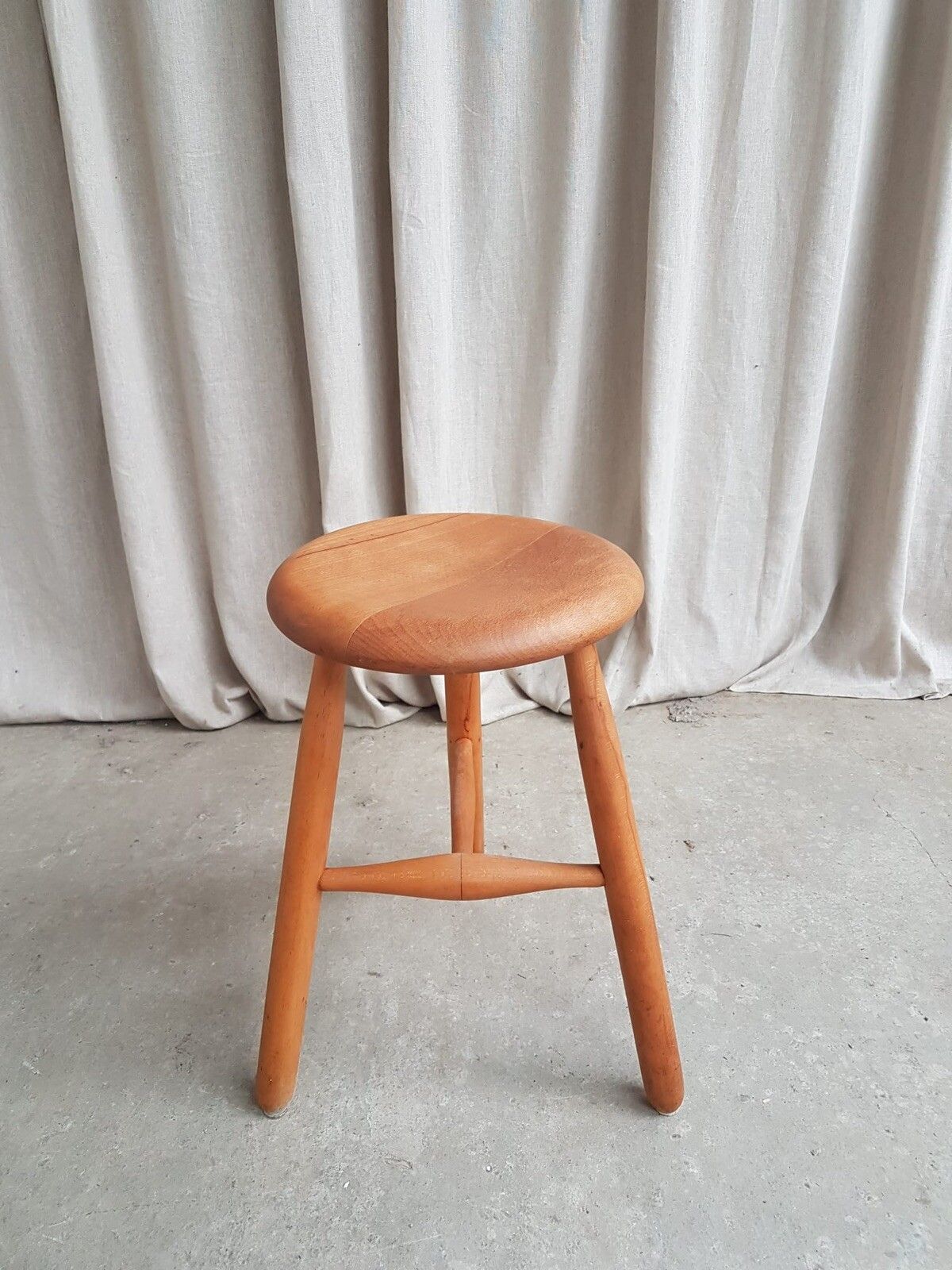 Vtg Mid Century Swedish Scandi Beech Tripod Stool Chair Danish Retro #415 photo 125.0