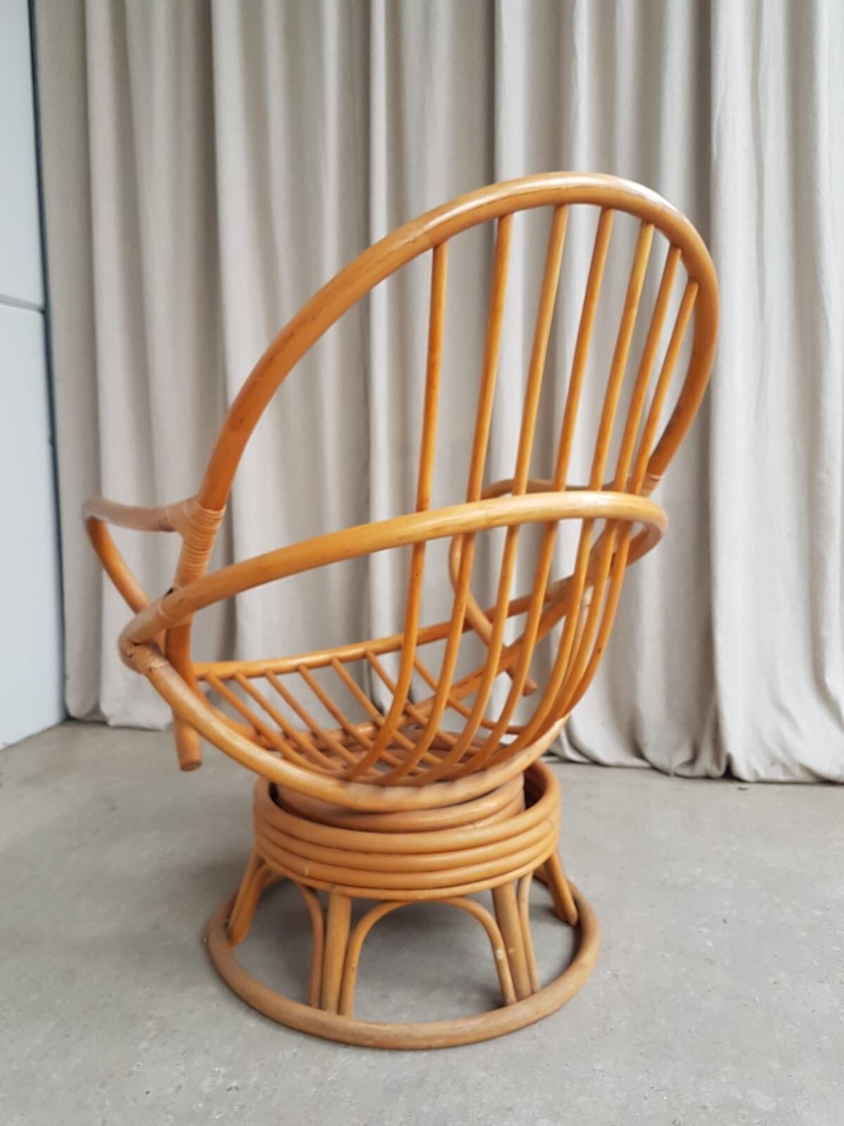 Vtg Mid Century Wicker Swivel Satellite Egg Chair Retro Italian Style R368 photo 125.0