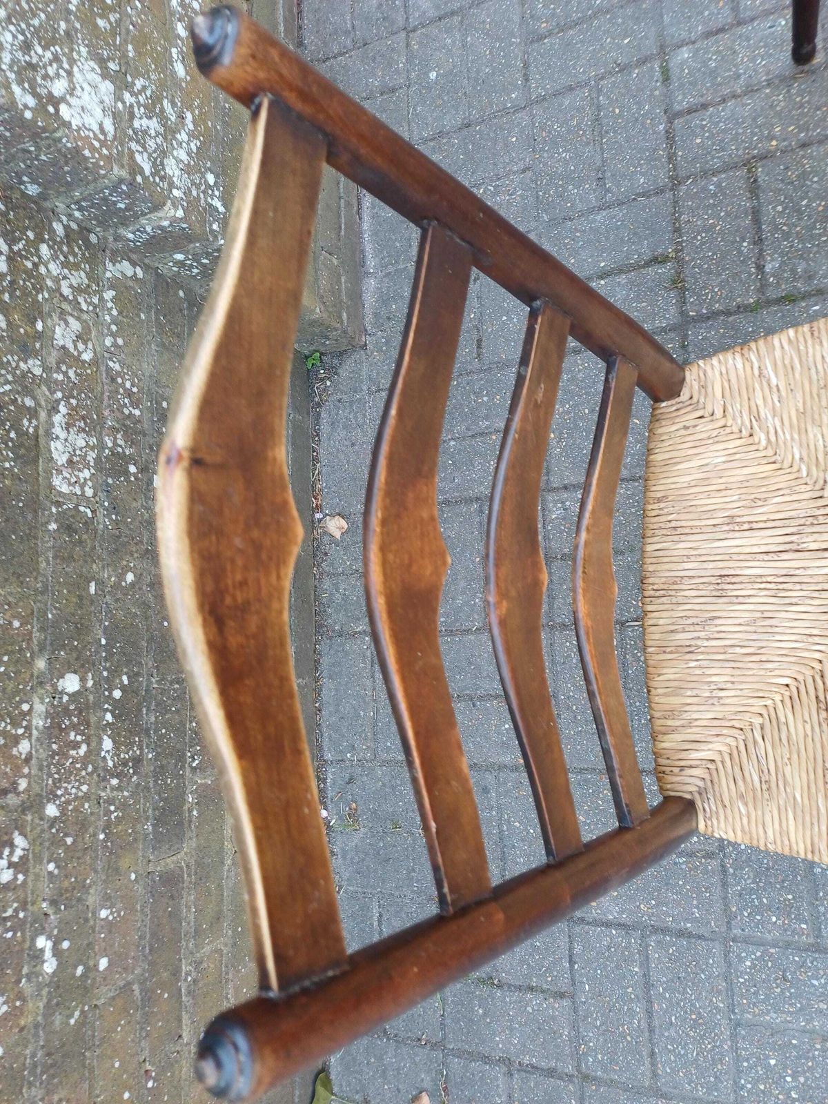 Pair Antique Victorian Rush Seat Ladder Back Chairs Beech Mahogany Country Kitchen Dining Chairs Woven Seat Rustic photo Furniture