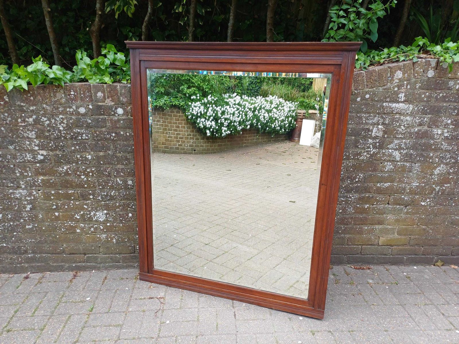 Massive Victorian Over Mantel Mirror Mahogany Wall Mirror Antique Bevelled Glass Fluted Frame Top Quality