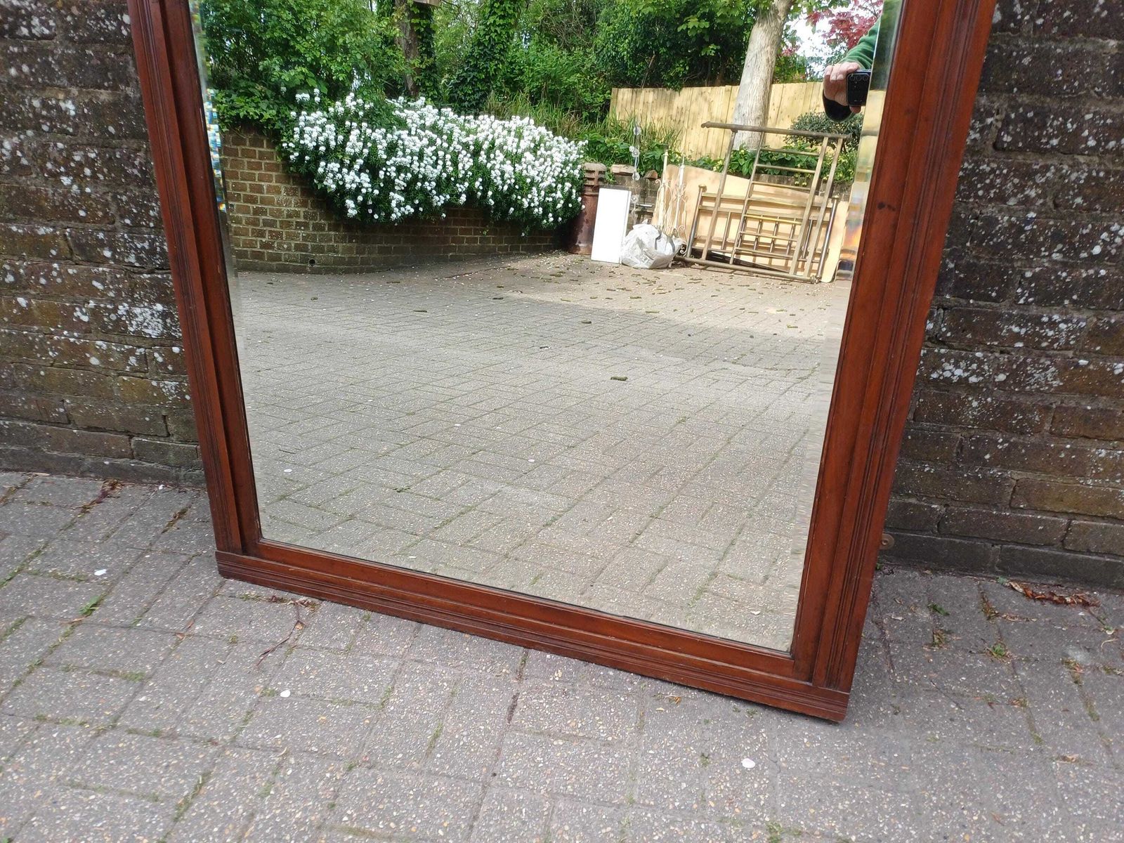Massive Victorian Over Mantel Mirror Mahogany Wall Mirror Antique Bevelled Glass Fluted Frame Top Quality photo vinterior