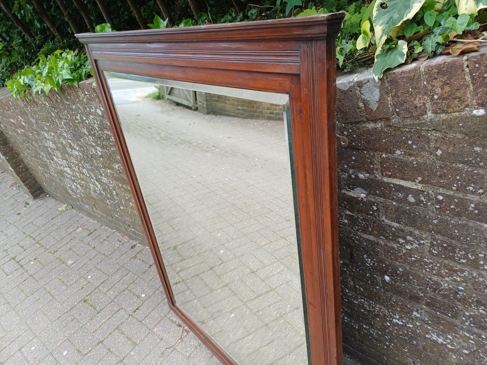 795.0 Massive Victorian Over Mantel Mirror Mahogany Wall Mirror Antique Bevelled Glass Fluted Frame Top Quality photo