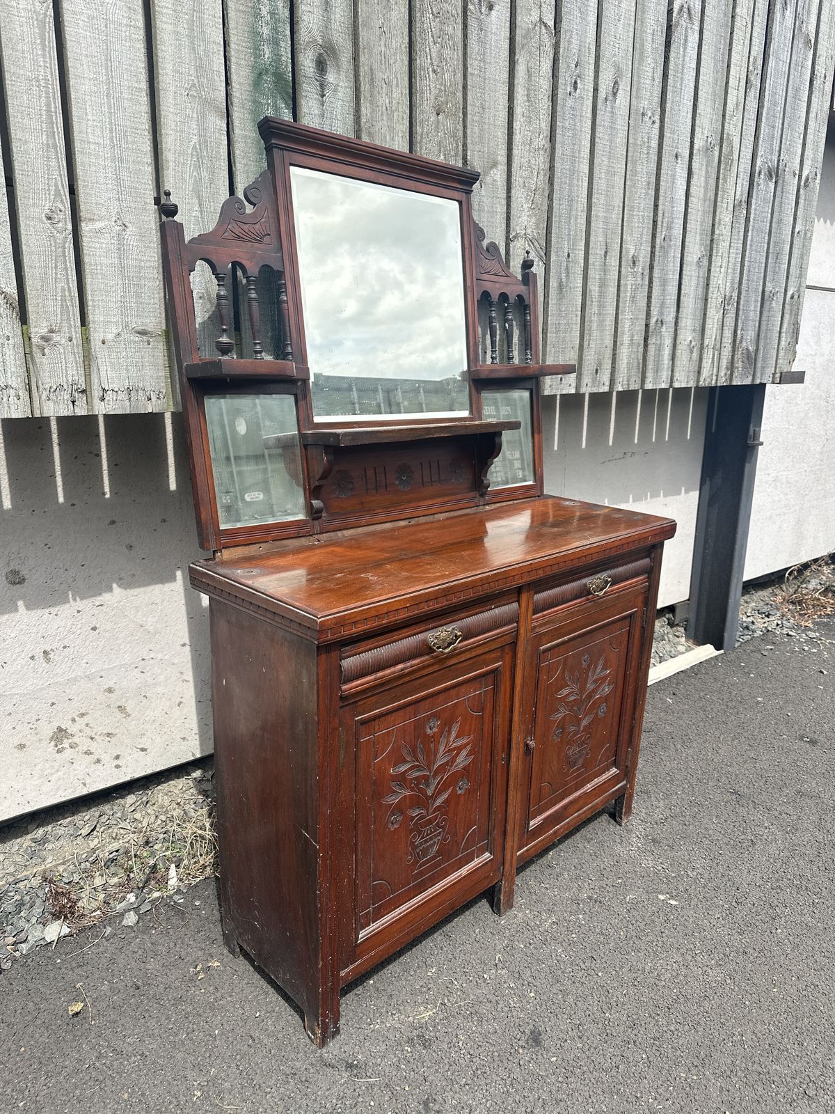 Beautiful Edwardian Carved Mahogany Mirrorback Chiffionier Sideboard photo furniture