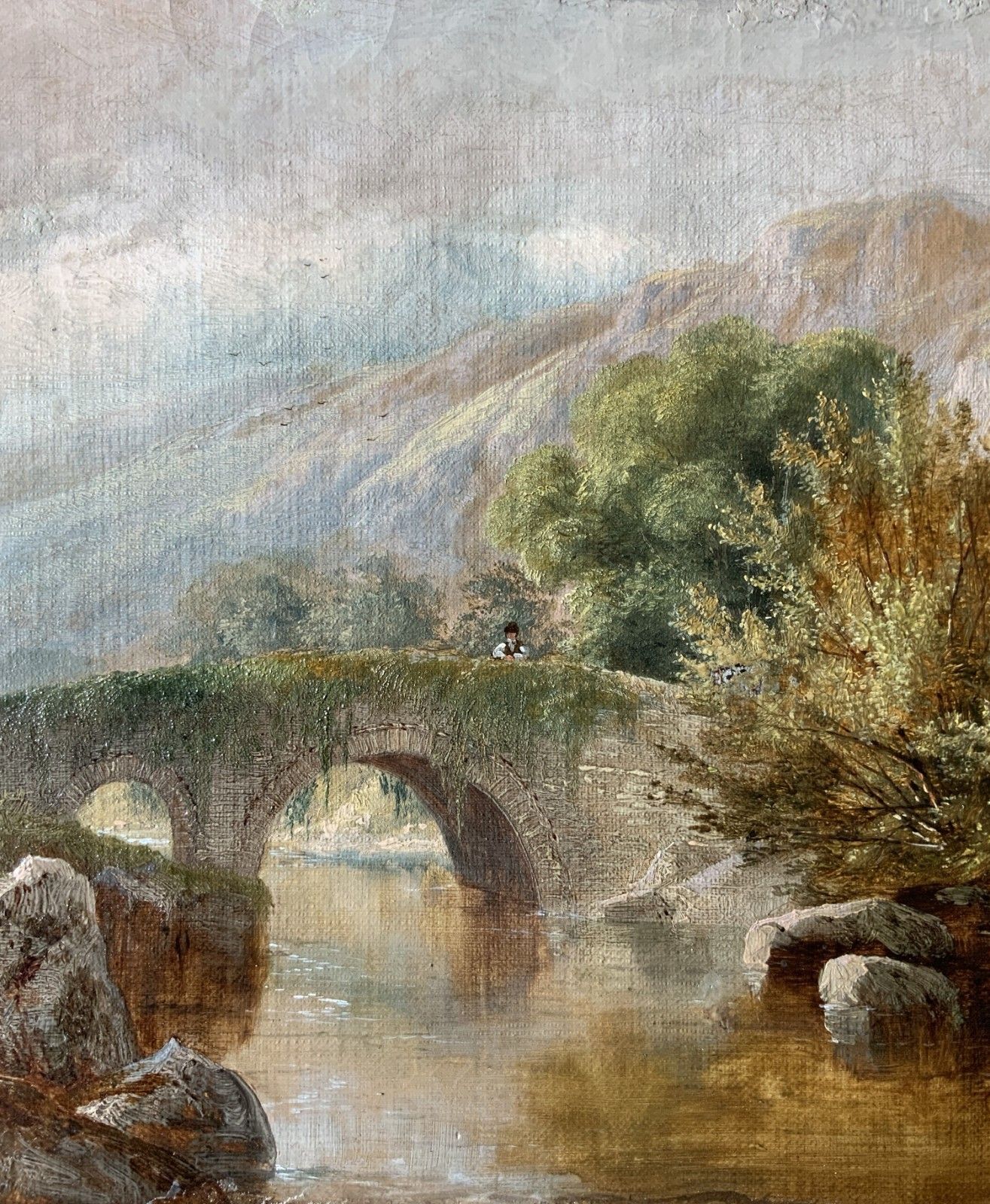 Near Bethesda, North Wales Original Signed 19th Century Landscape Oil Painting photo Art