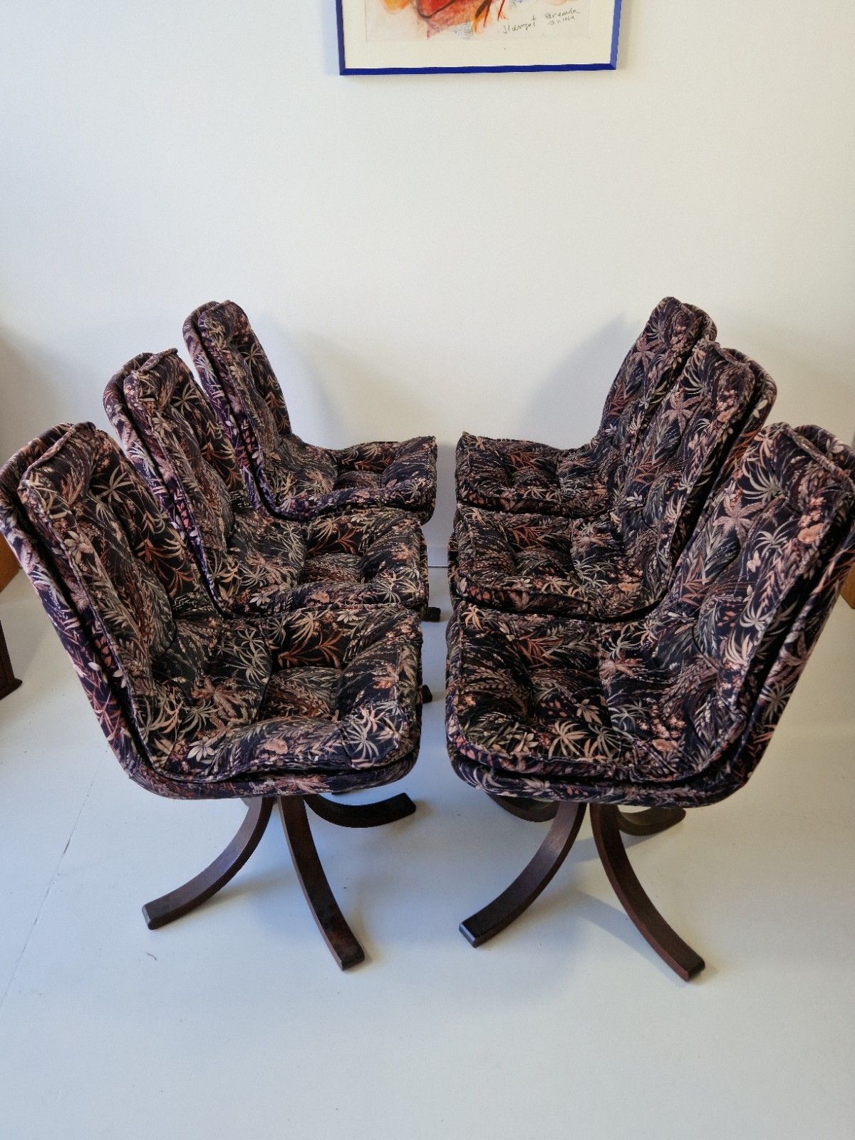 6 Vintage 1970s Norwegian Bentwood Dining Lounge Chairs Botanical Post Modern photo buy