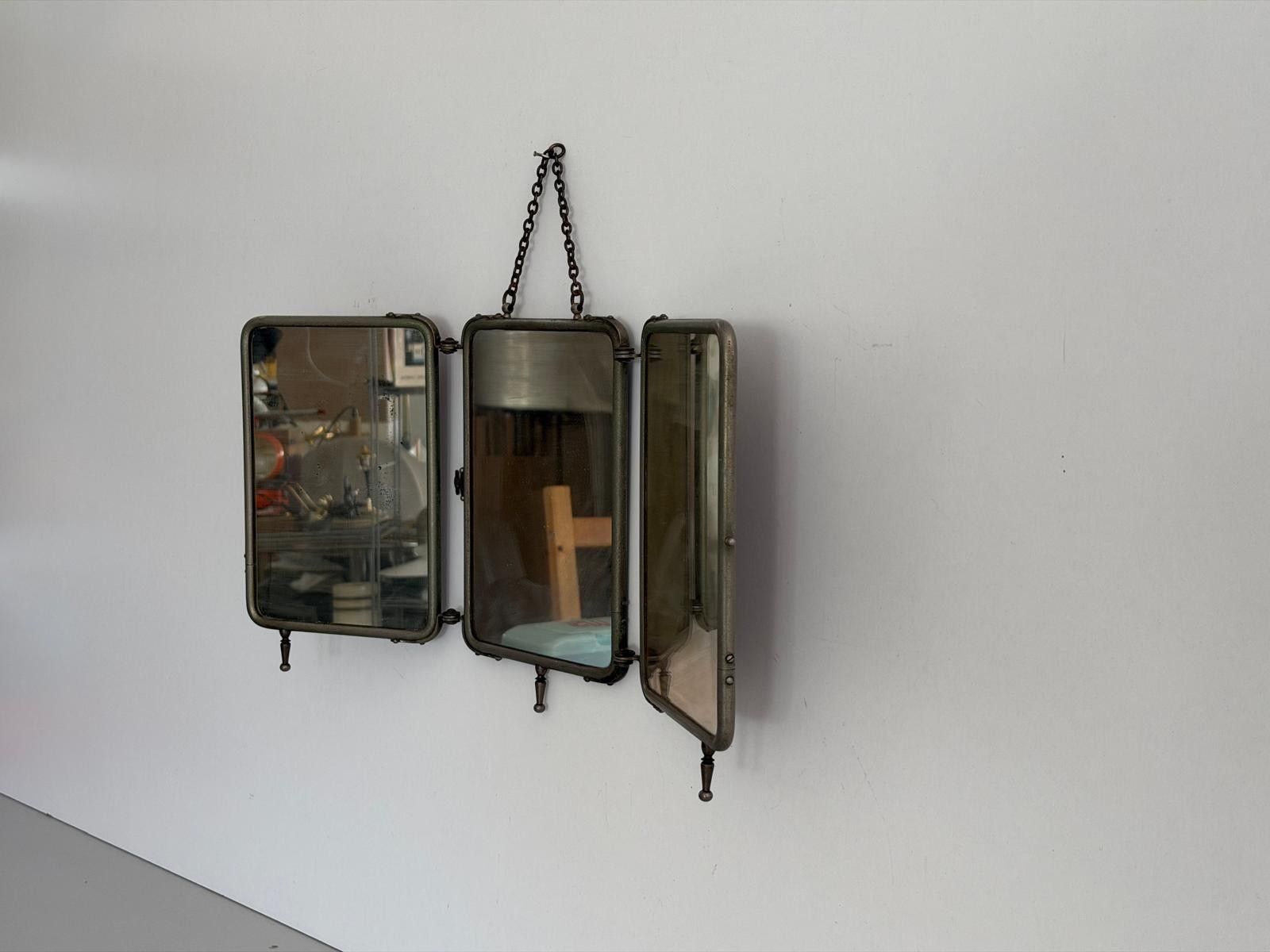 photo buy Art Deco 3 Cover Glass Nickel Plated Table Or Wall Vanity Mirror, 1940s, Italy