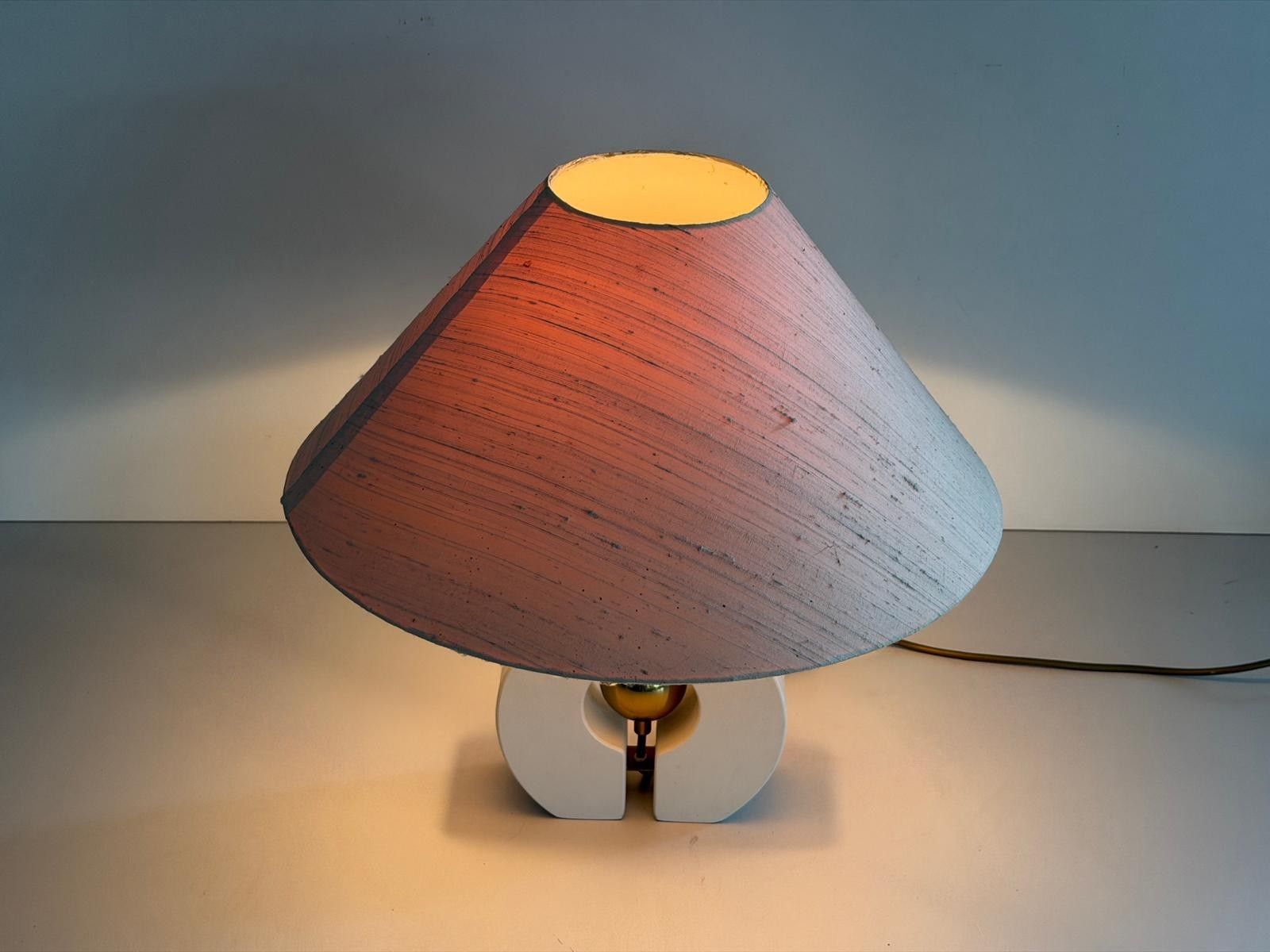 photo vinterior Fabric Shade And Wood Table Lamp By Schröder & Co. Leuchten, 1960s, Germany