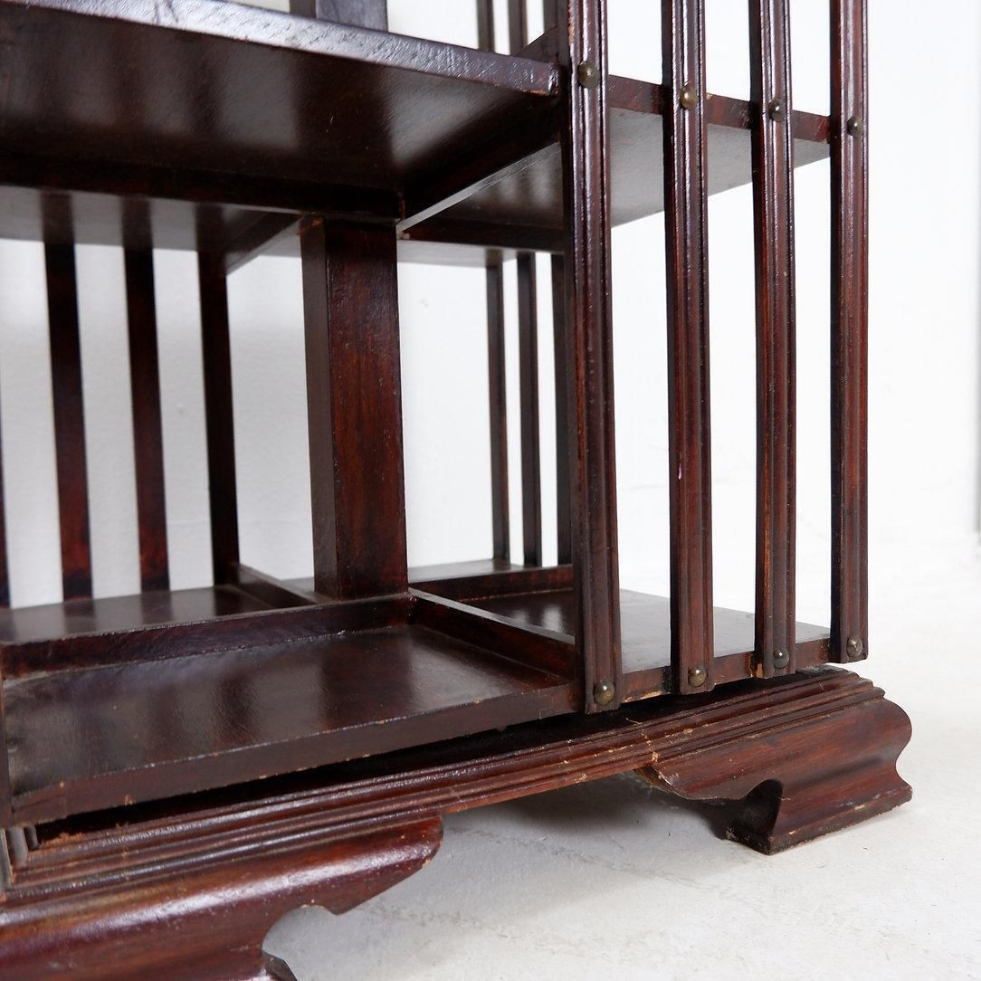 photo vinterior Vintage Sheraton Revival Hardwood & Revolving Bookcase Side End Table