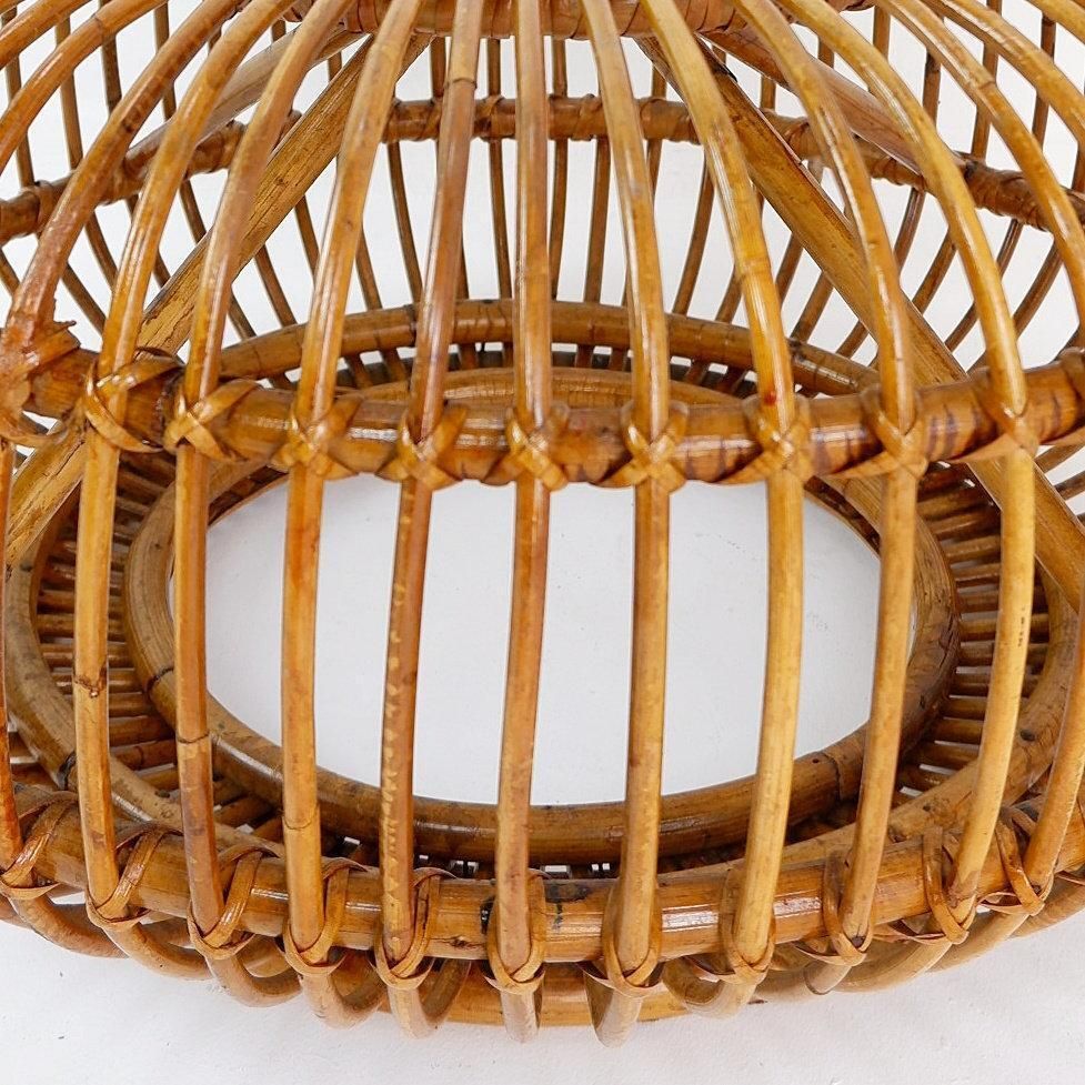 photo furniture Mid Century Modern Vintage Rattan Pouf In The Style Of Albini 1960s