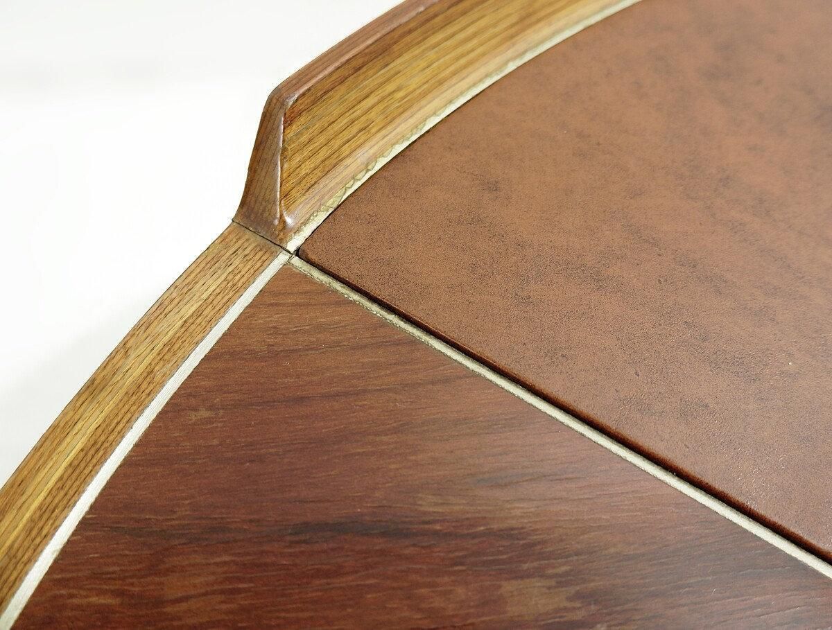 Mid Century Wood And Leather Coffee Table   Circa 1960s photo for sale