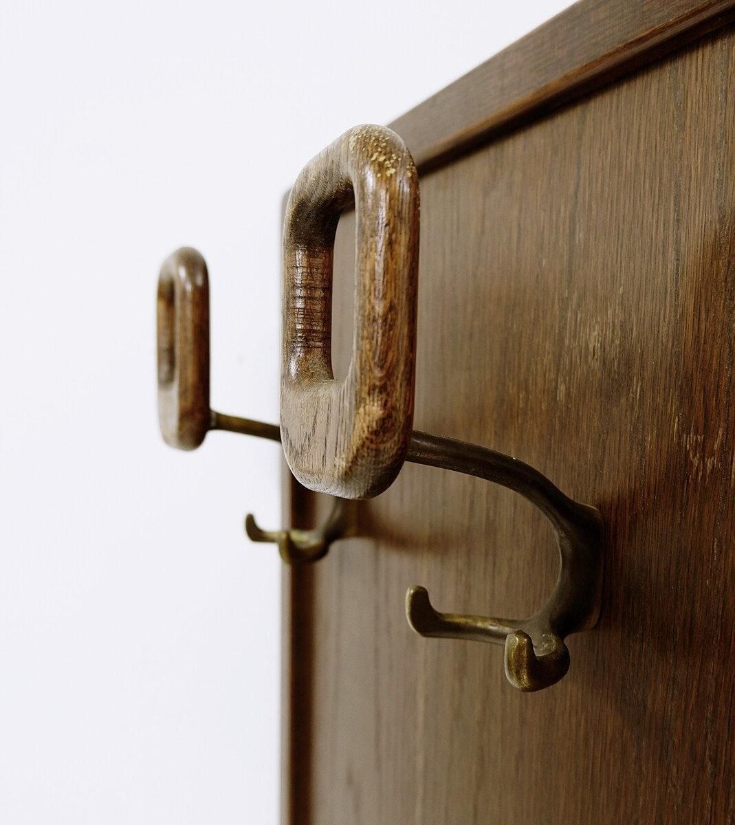 1080.0 Mid Century Paire Of Modern Wood Wall Coat Rack, 1960s photo