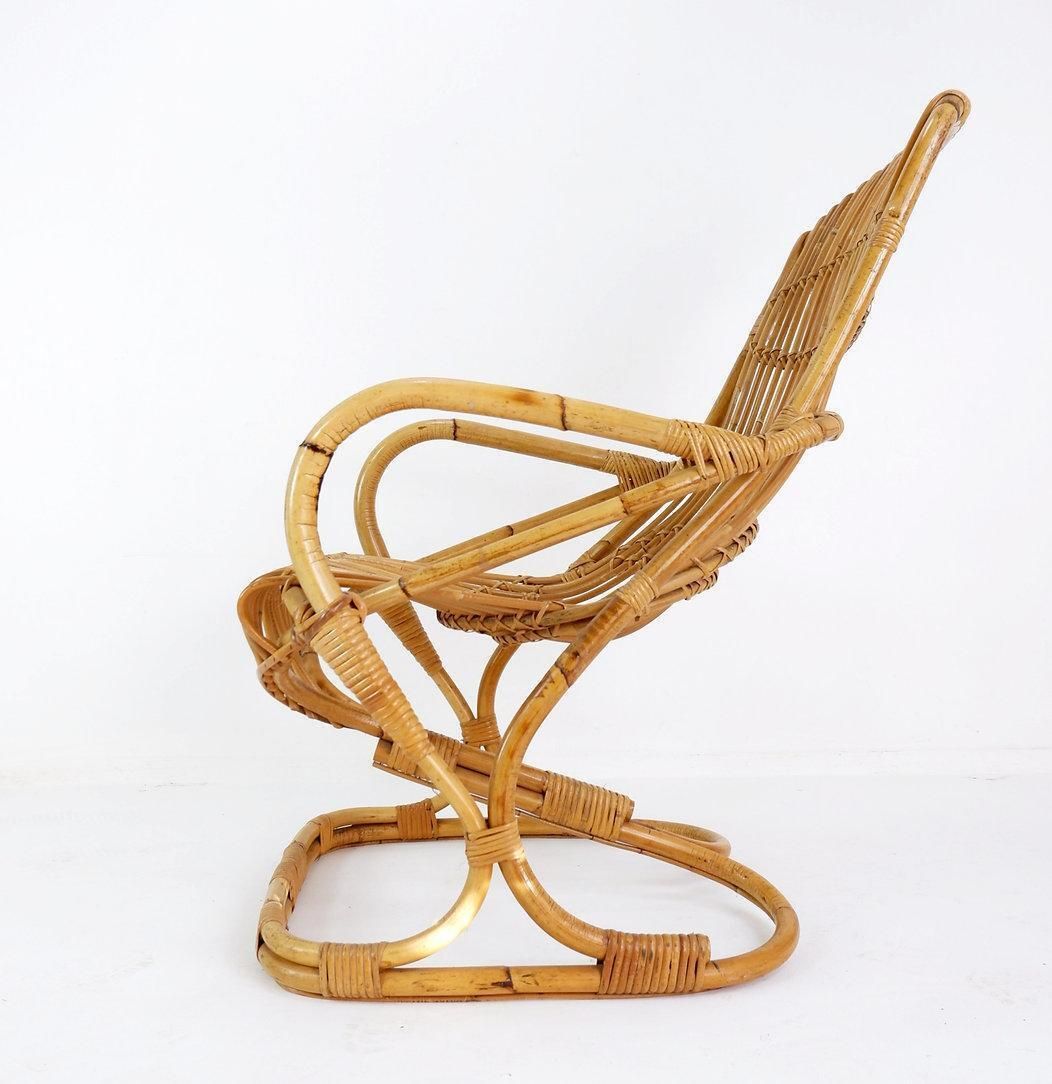 Bamboo Armchair By Tito Agnoli, Mid Century Modern, Italy, Circa 1960 photo vinterior
