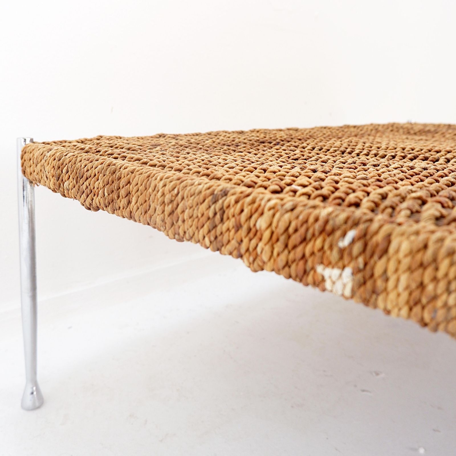 Modern Large Square Coffee Table In Chrome Steel And Rope, Circa 1990 photo 1339.0