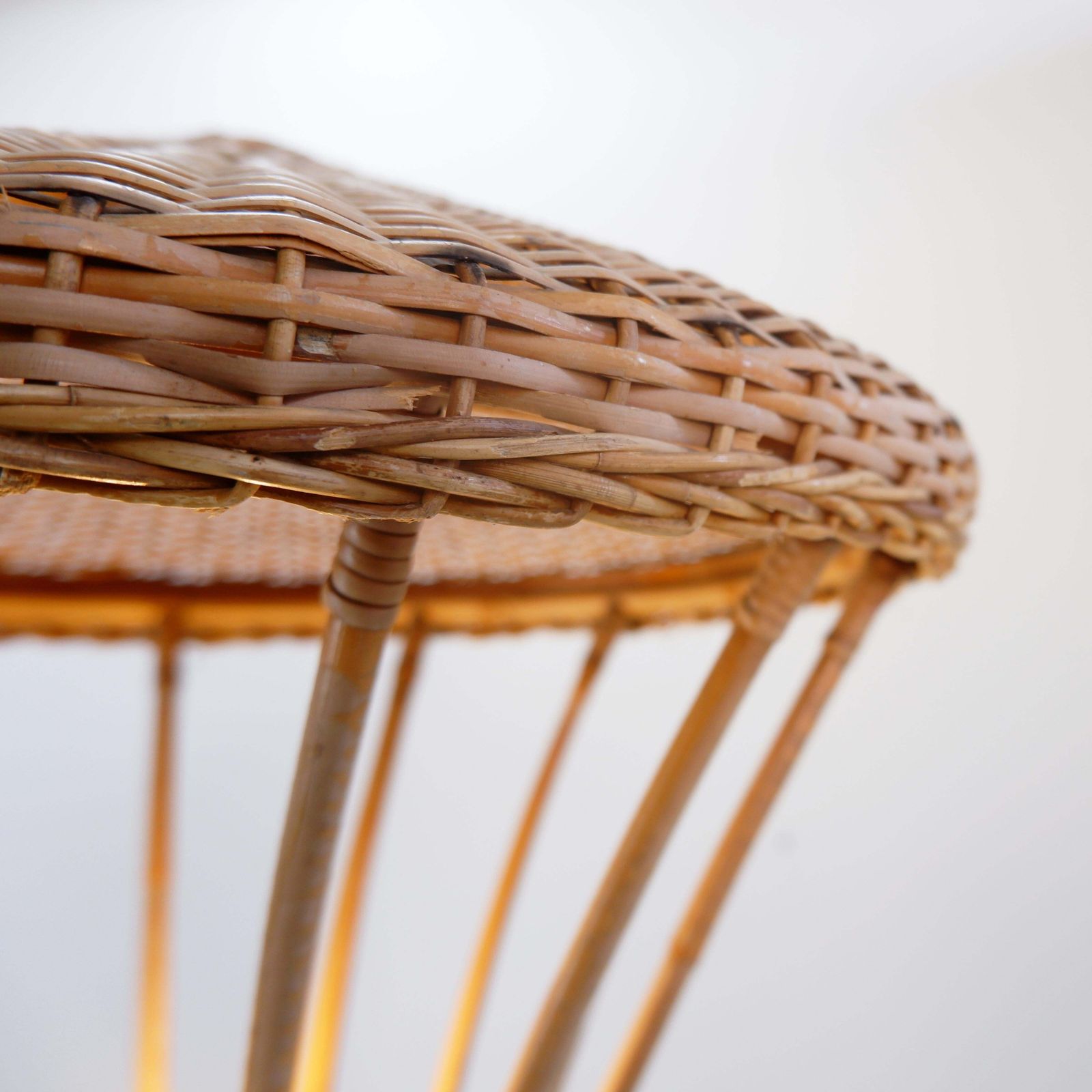 Mid Century Rattan Floor Lamp, Tripod Design, Bohemian Style, 1950s photo buy