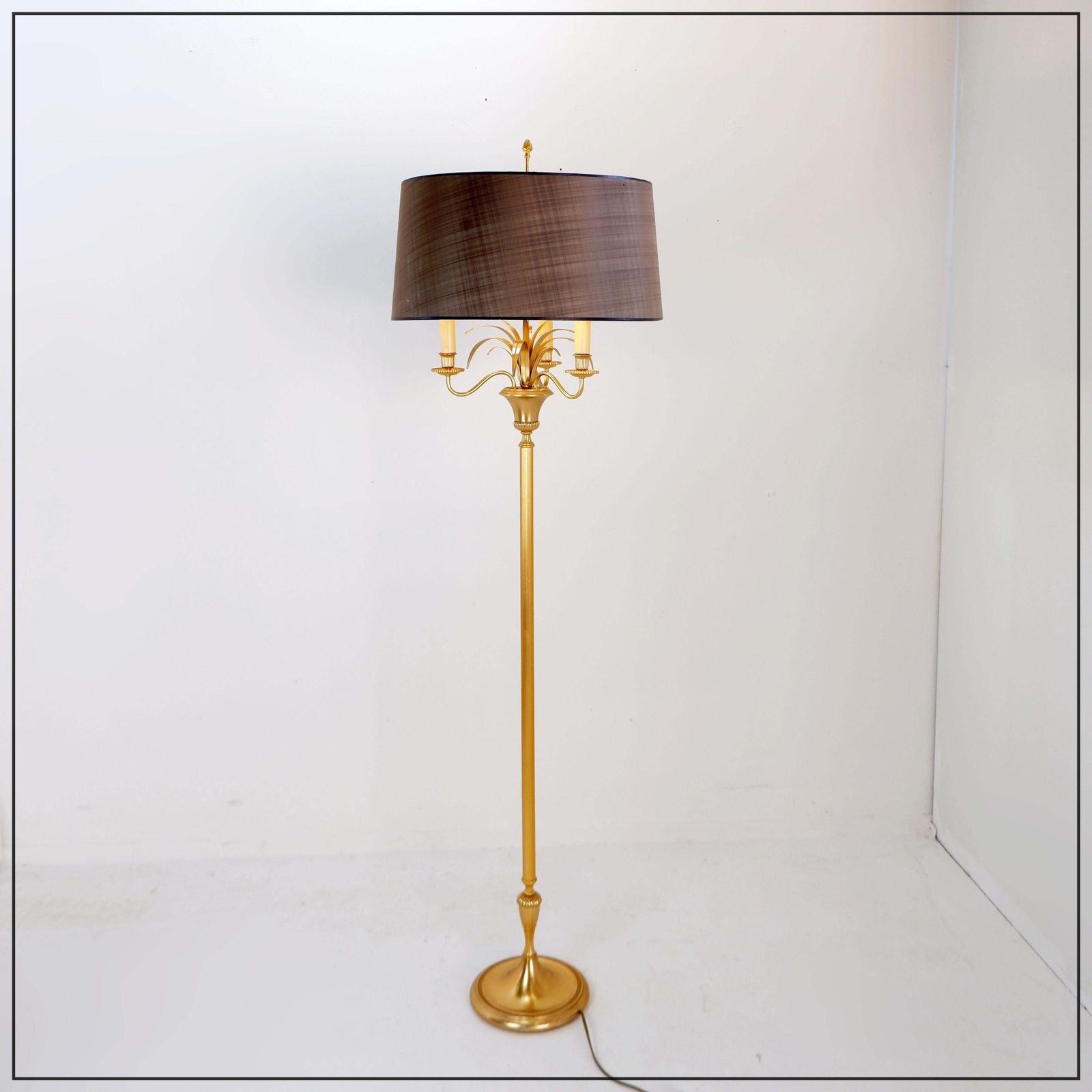Pineapple Brass Floor Lamp In The Style Of Maison Charles, Circa 1970 photo furniture
