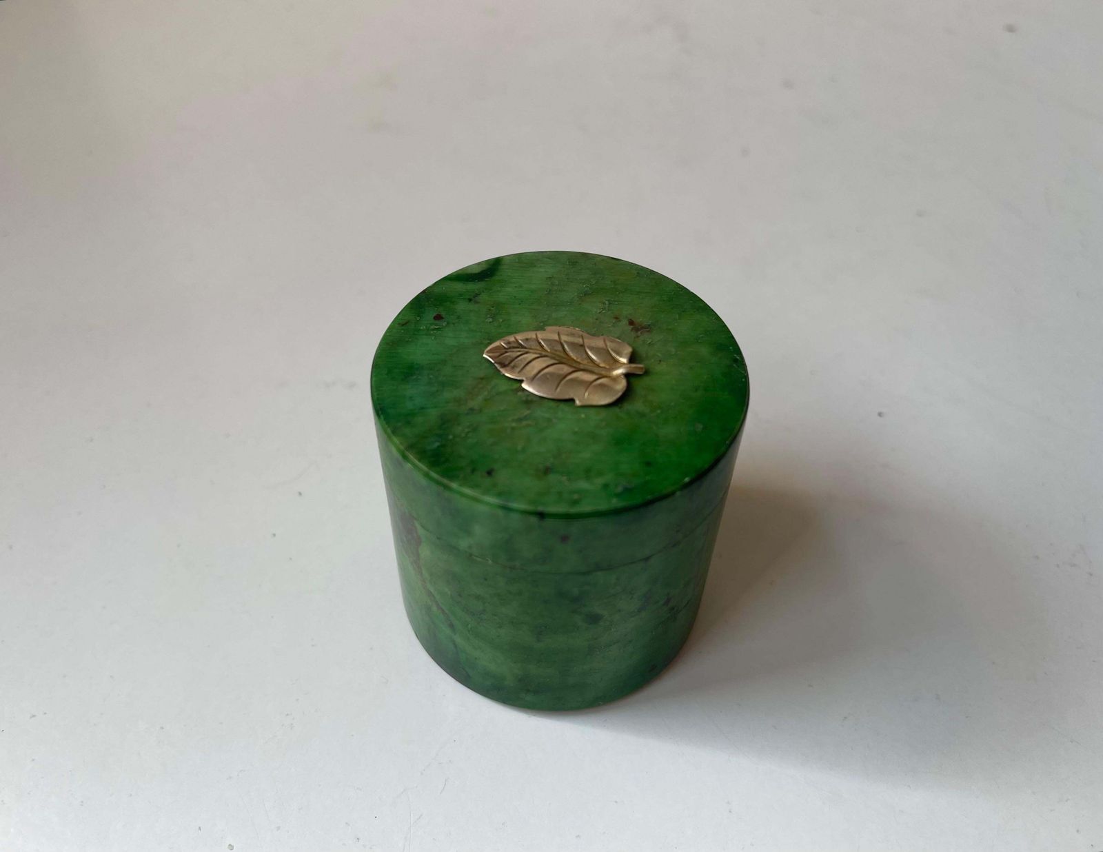 Small Italian Art Deco Style Trinket Jar In Green Marble, 1940s photo Home Decor