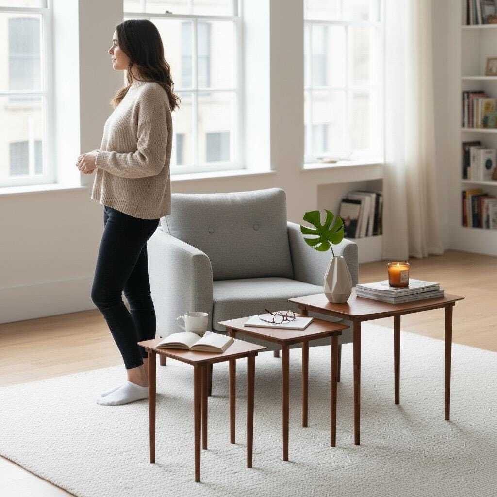 Teak Nest Of Tables, British, Heals C.1960s photo furniture